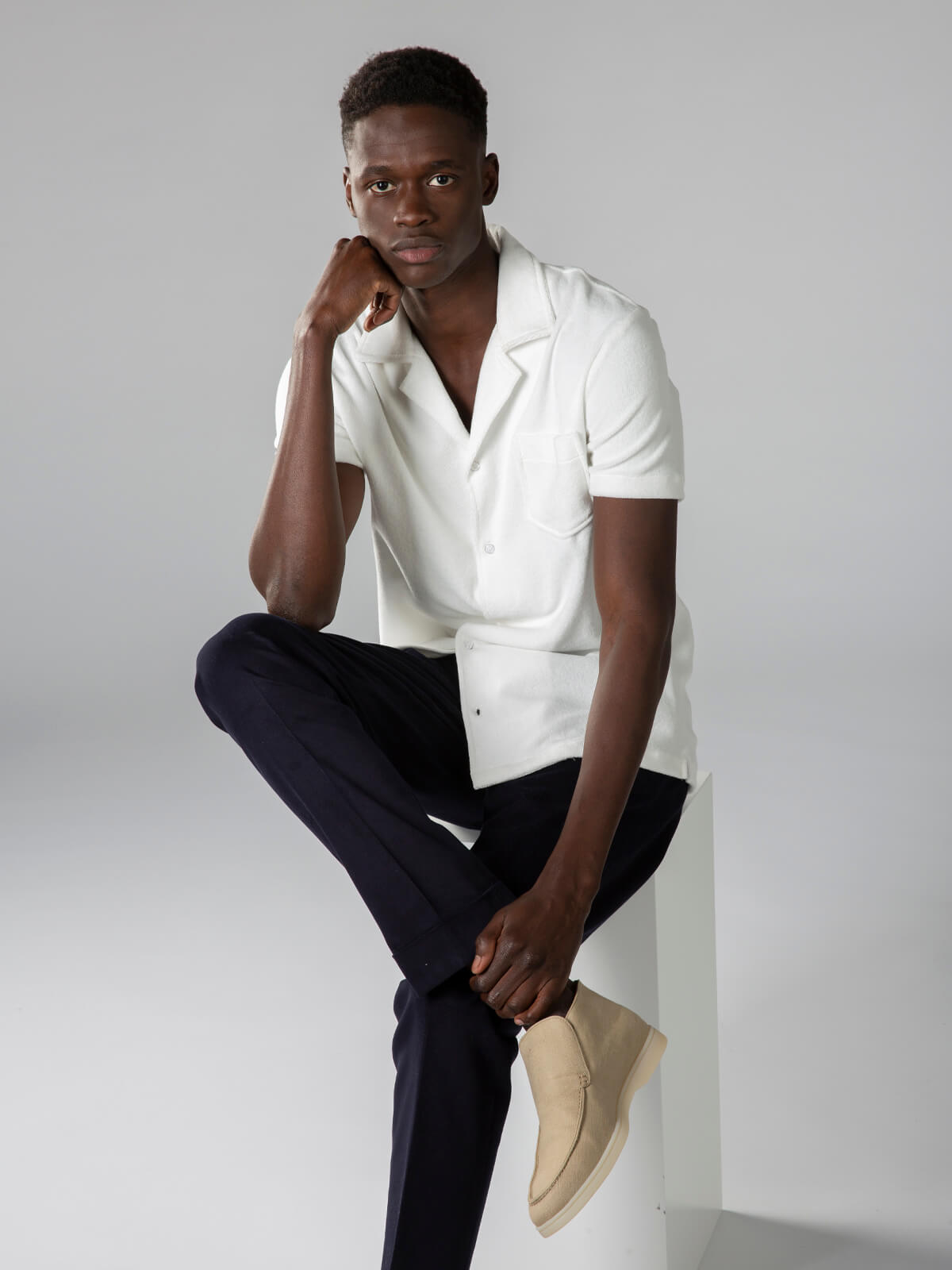 White Terry Towelling Resort Shirt