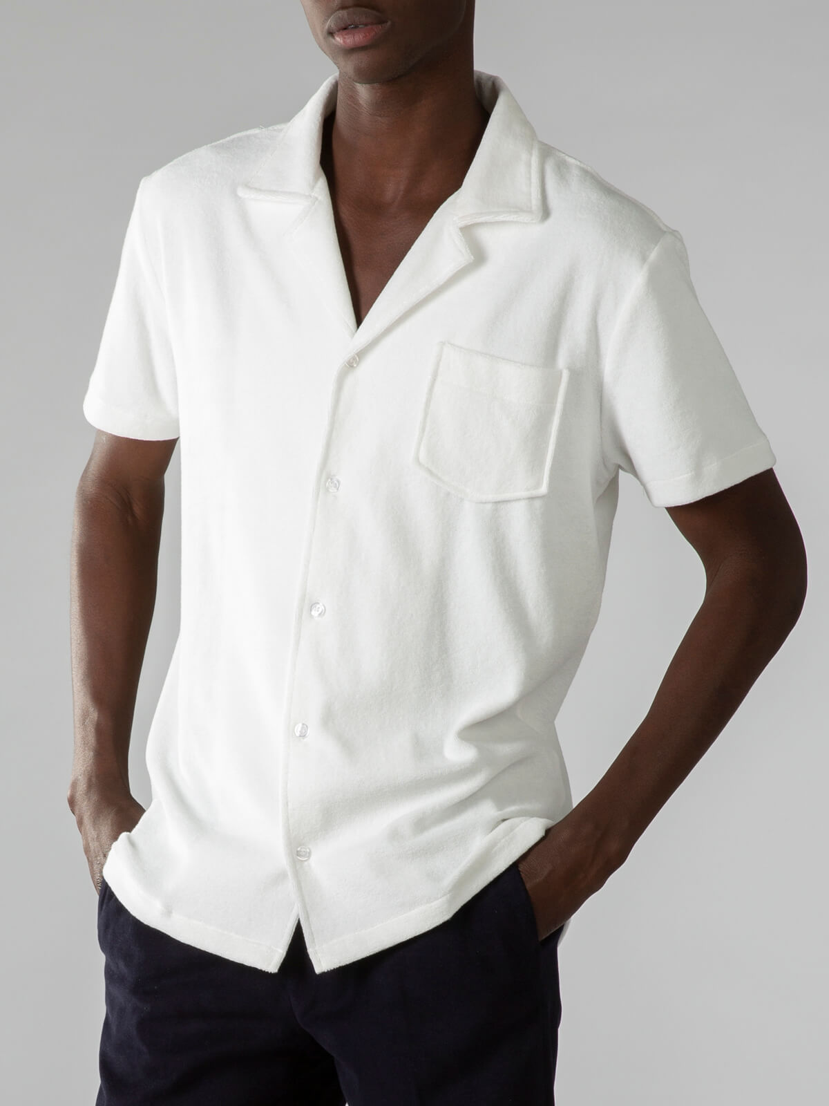 White Terry Towelling Resort Shirt