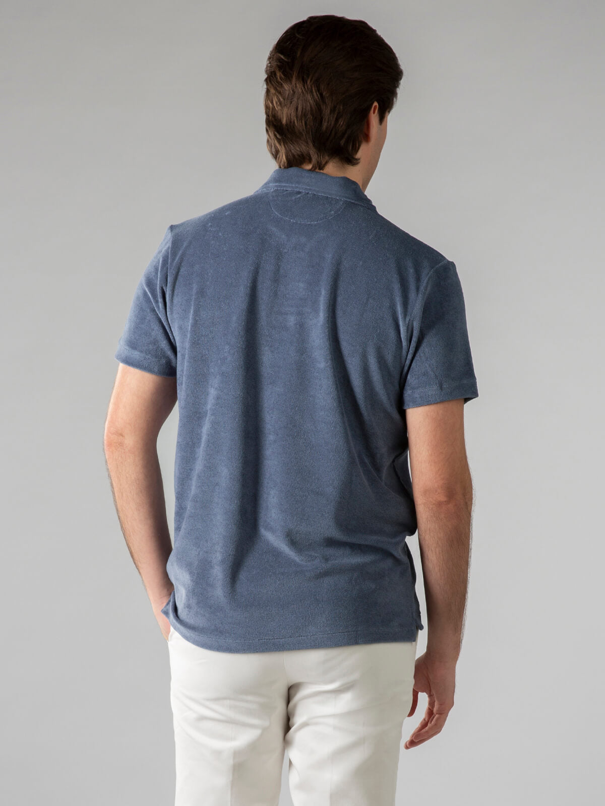 Steel Blue Terry Towelling Polo Shirt