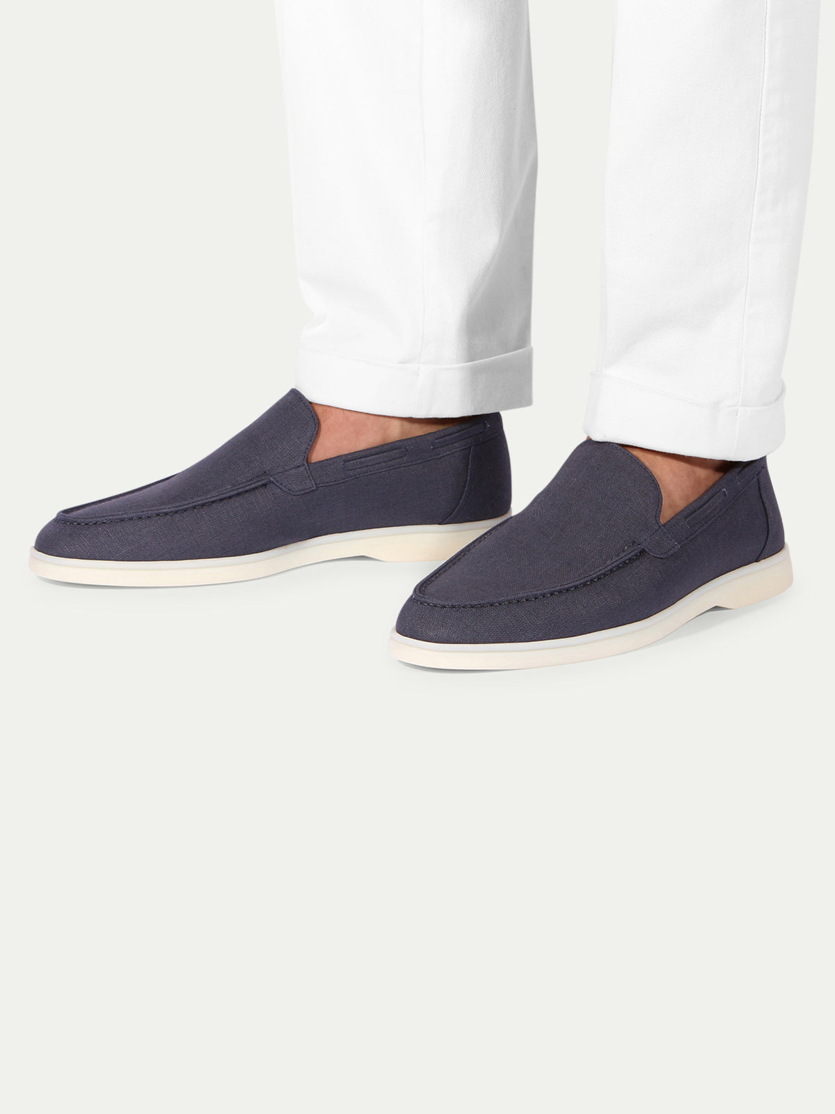 Navy Linen Yacht Loafers Aurelien