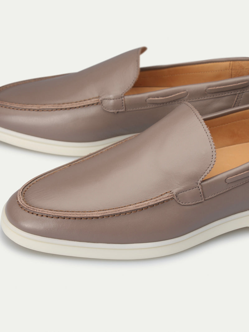 Taupe Leather Yacht Loafers