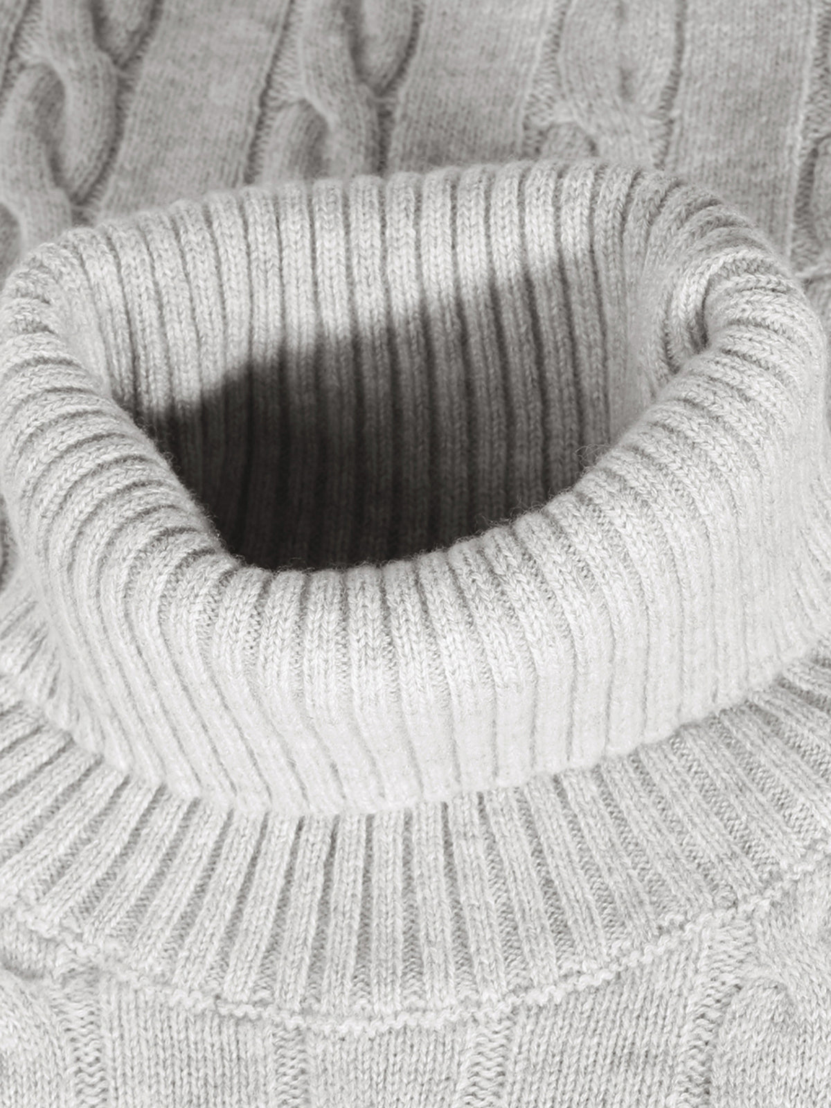 Dolcevita Cable Knit Sweater Light Grey Aurelien