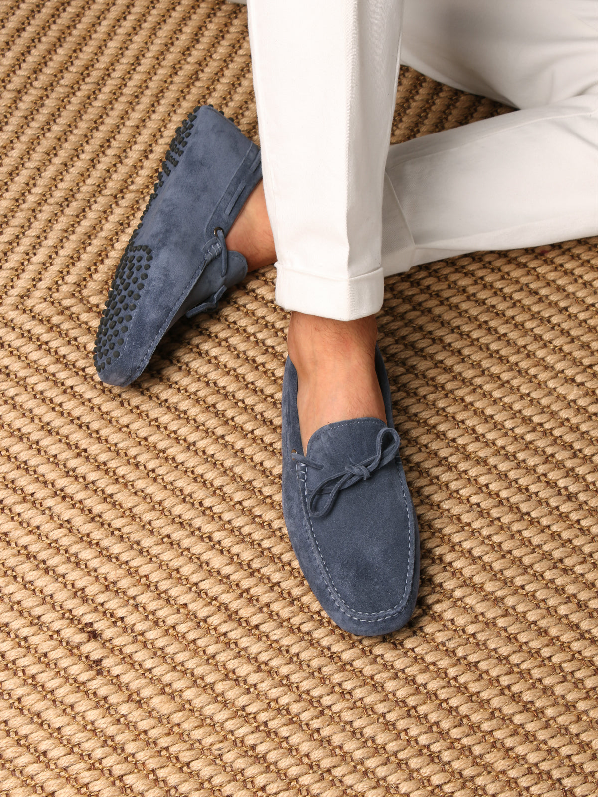 Steel Blue Suede Driving Shoes