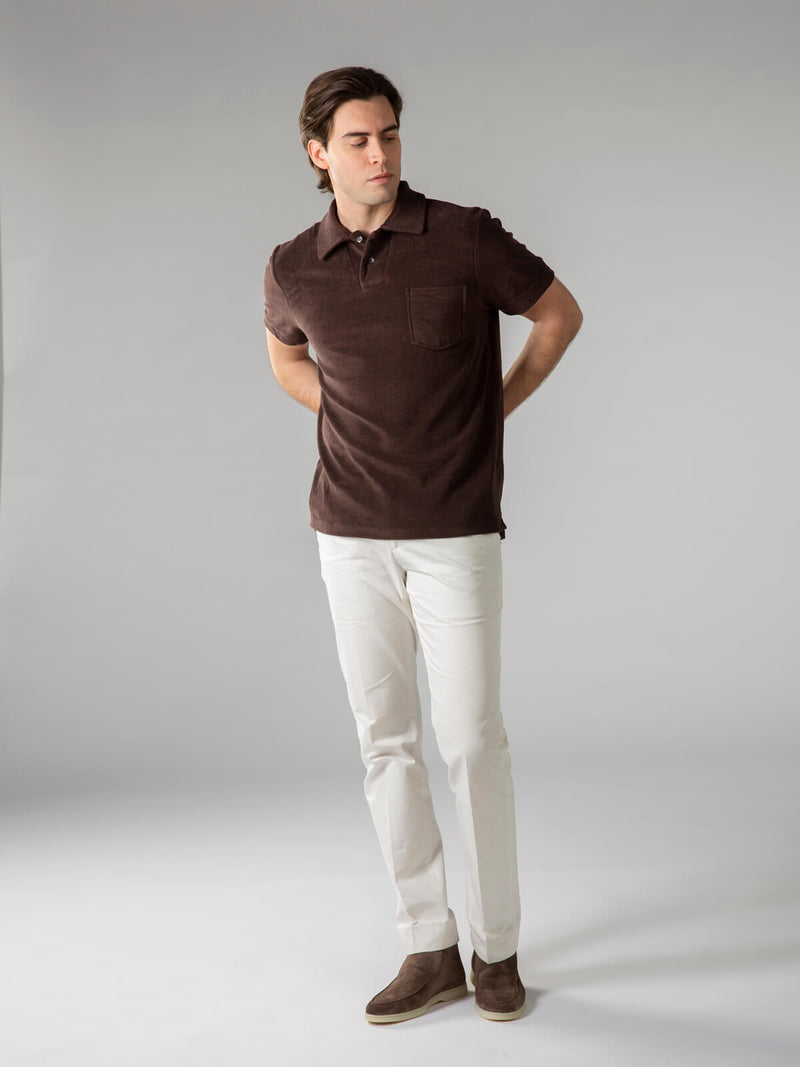 Brown Terry Towelling Polo Shirt