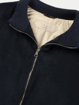 Navy Cashmere Bomber Jacket