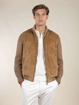 Beige Corduroy Bomber Jacket