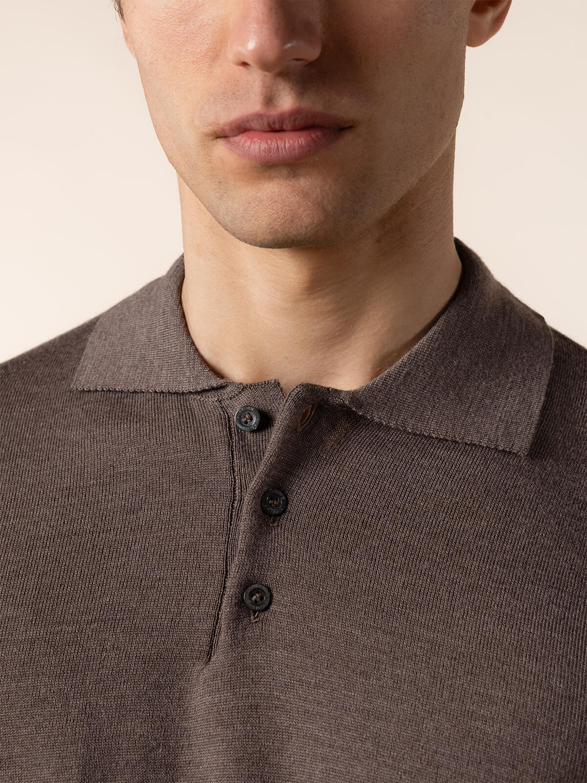 Aurélien | Cashwool Polo Shirt Buttonless Ash Grey