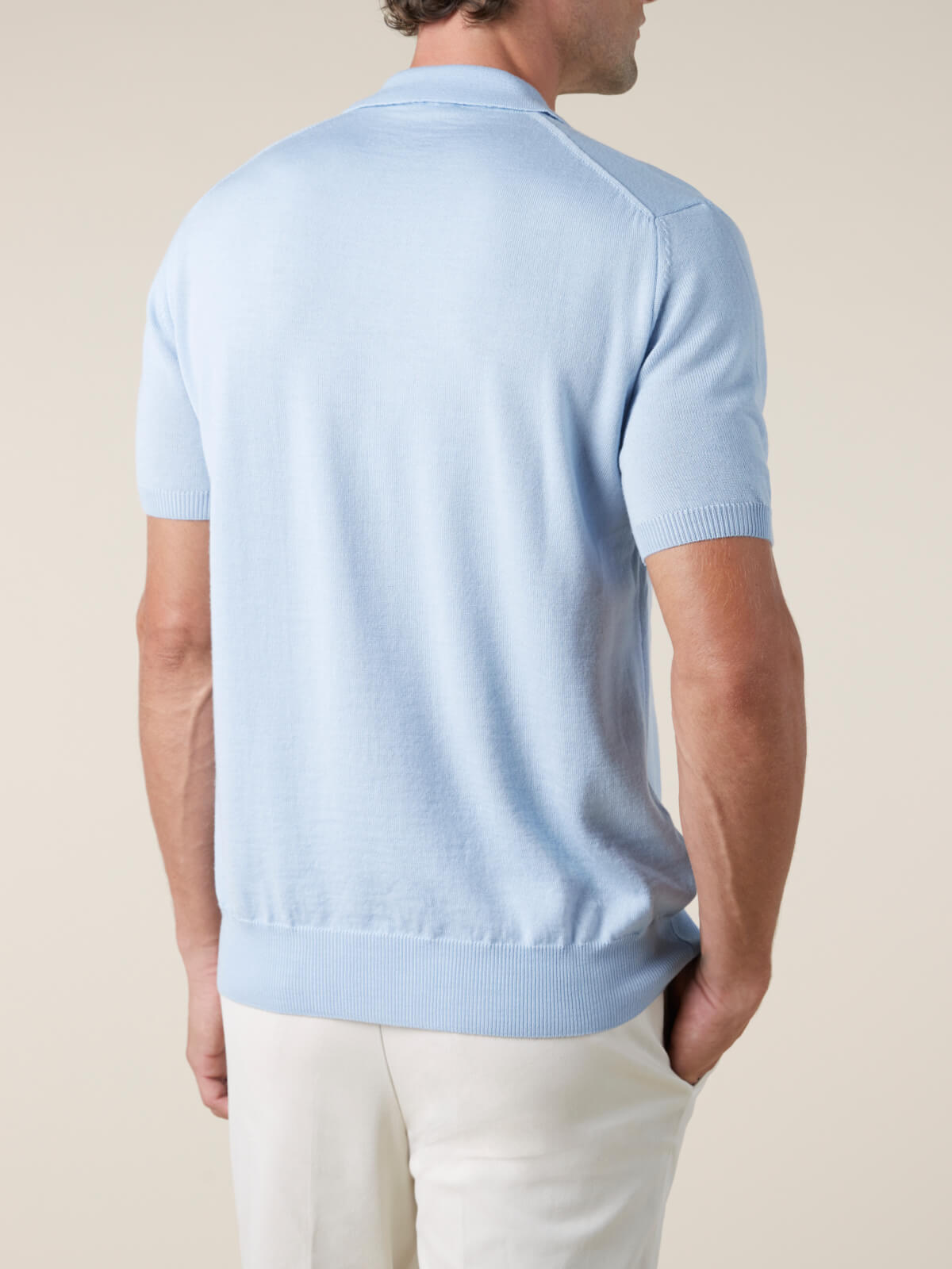 Shortsleeve Buttonless Polo Light Blue