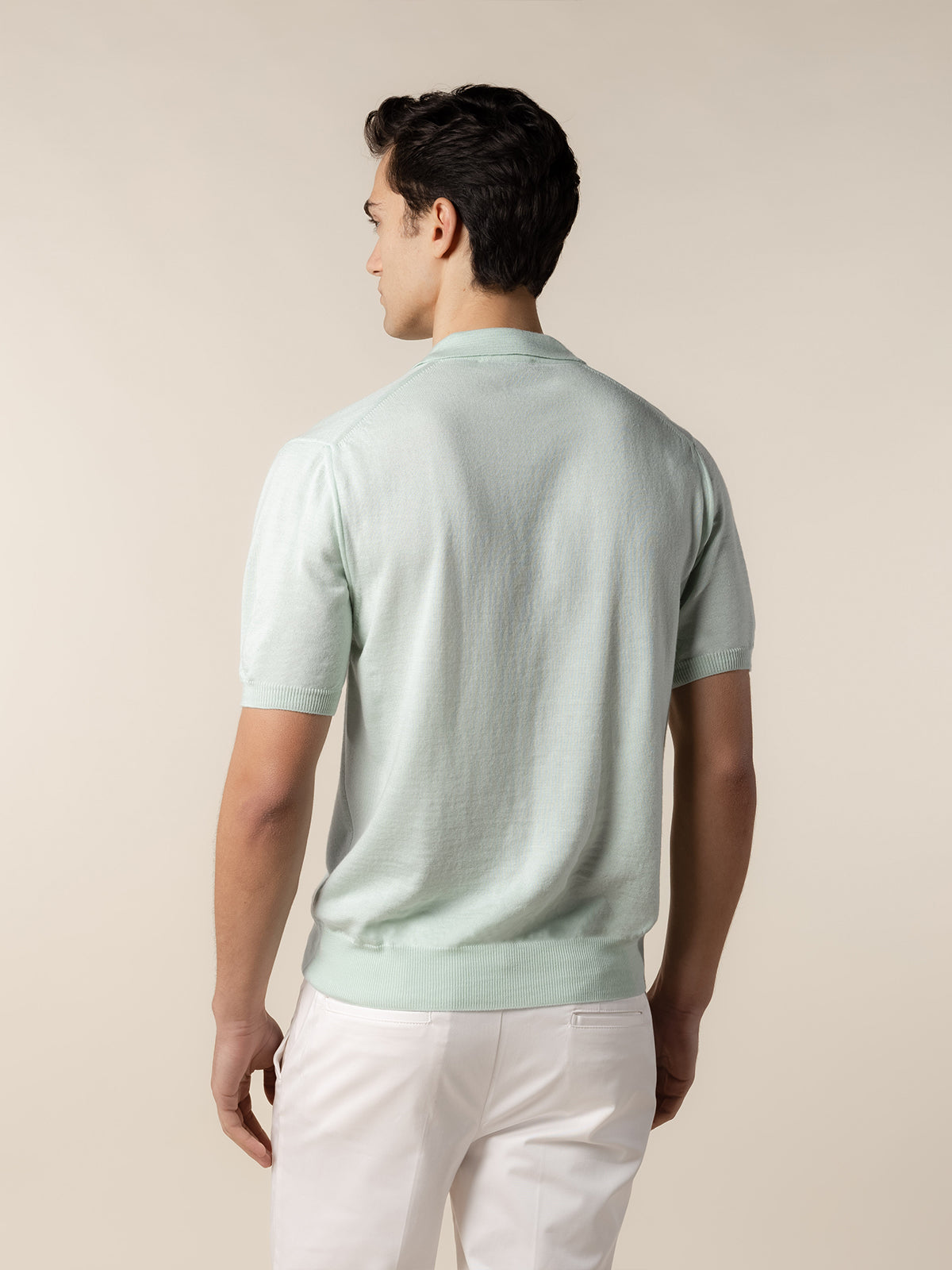 Shortsleeve Buttonless Polo Light Aqua