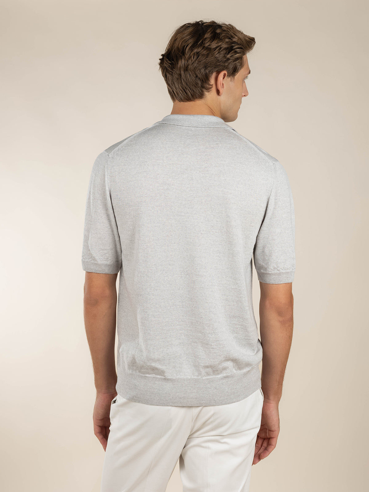 Shortsleeve Buttonless Polo Light Grey