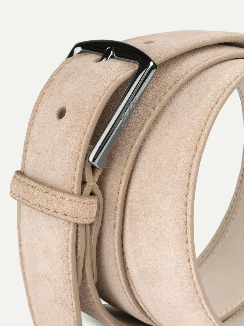 Light Beige Suede Leather Belt