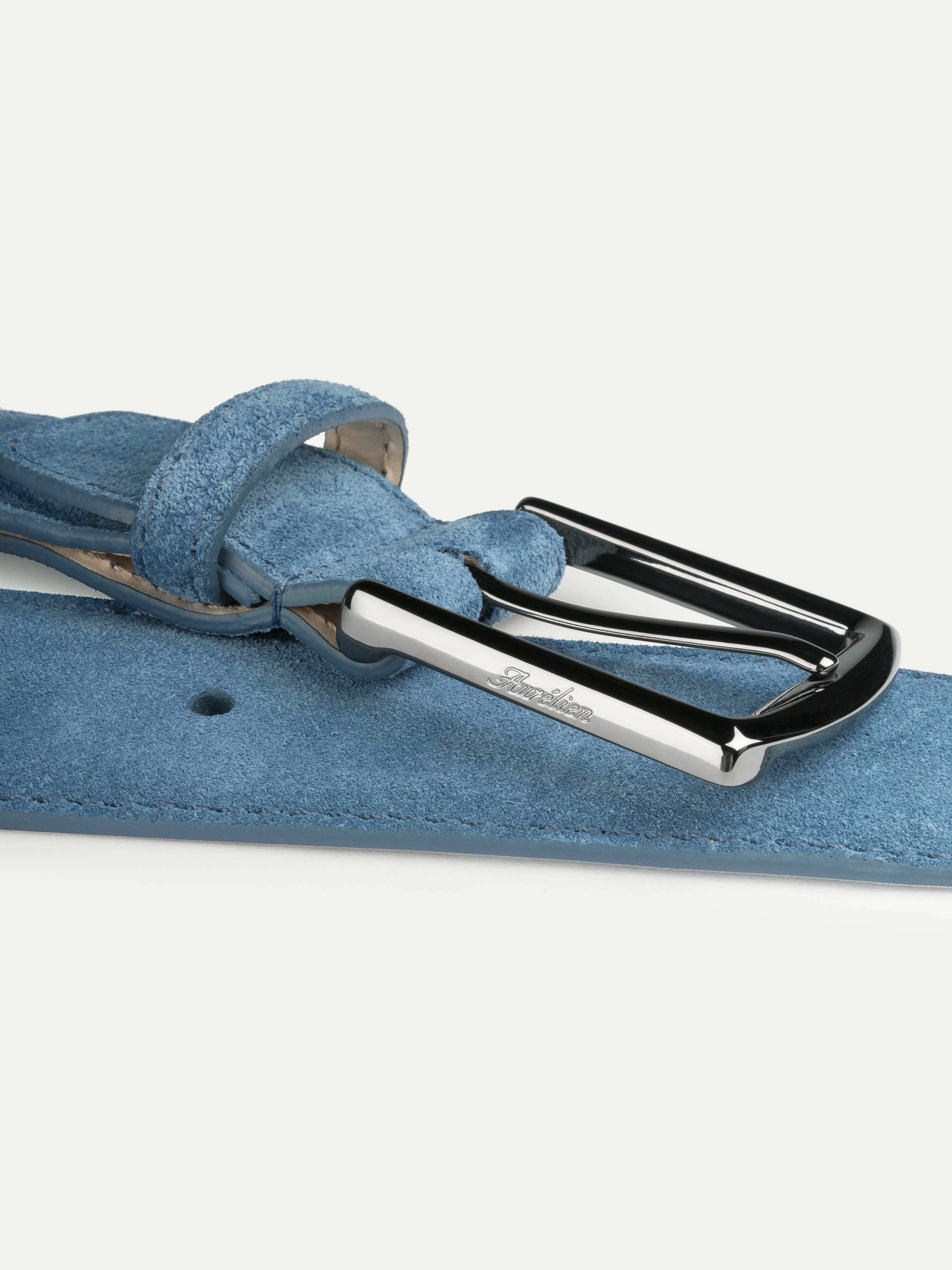 Sapphire Blue Blue Suede Leather Belt