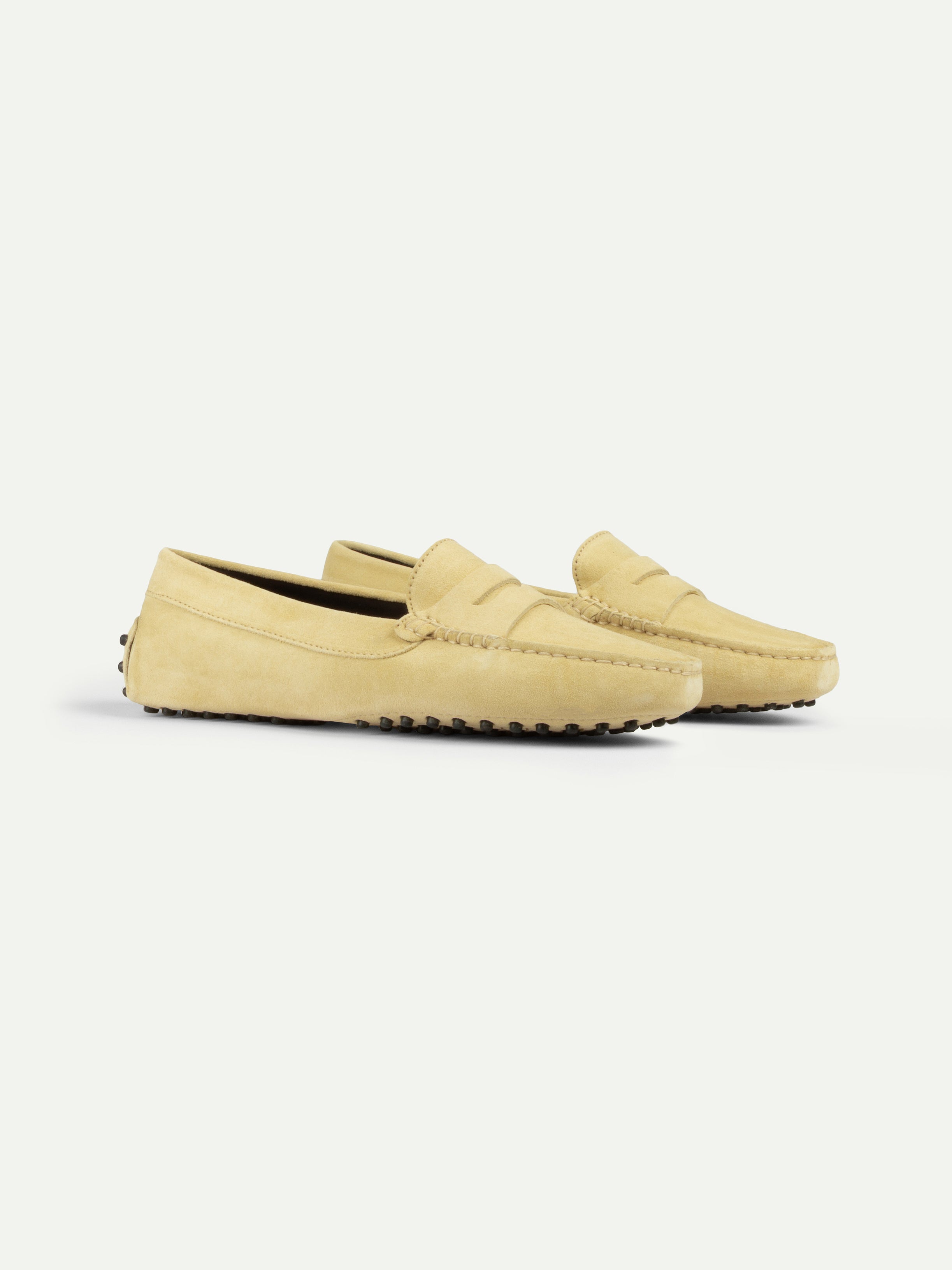 Light Yellow Suede Driving Shoes