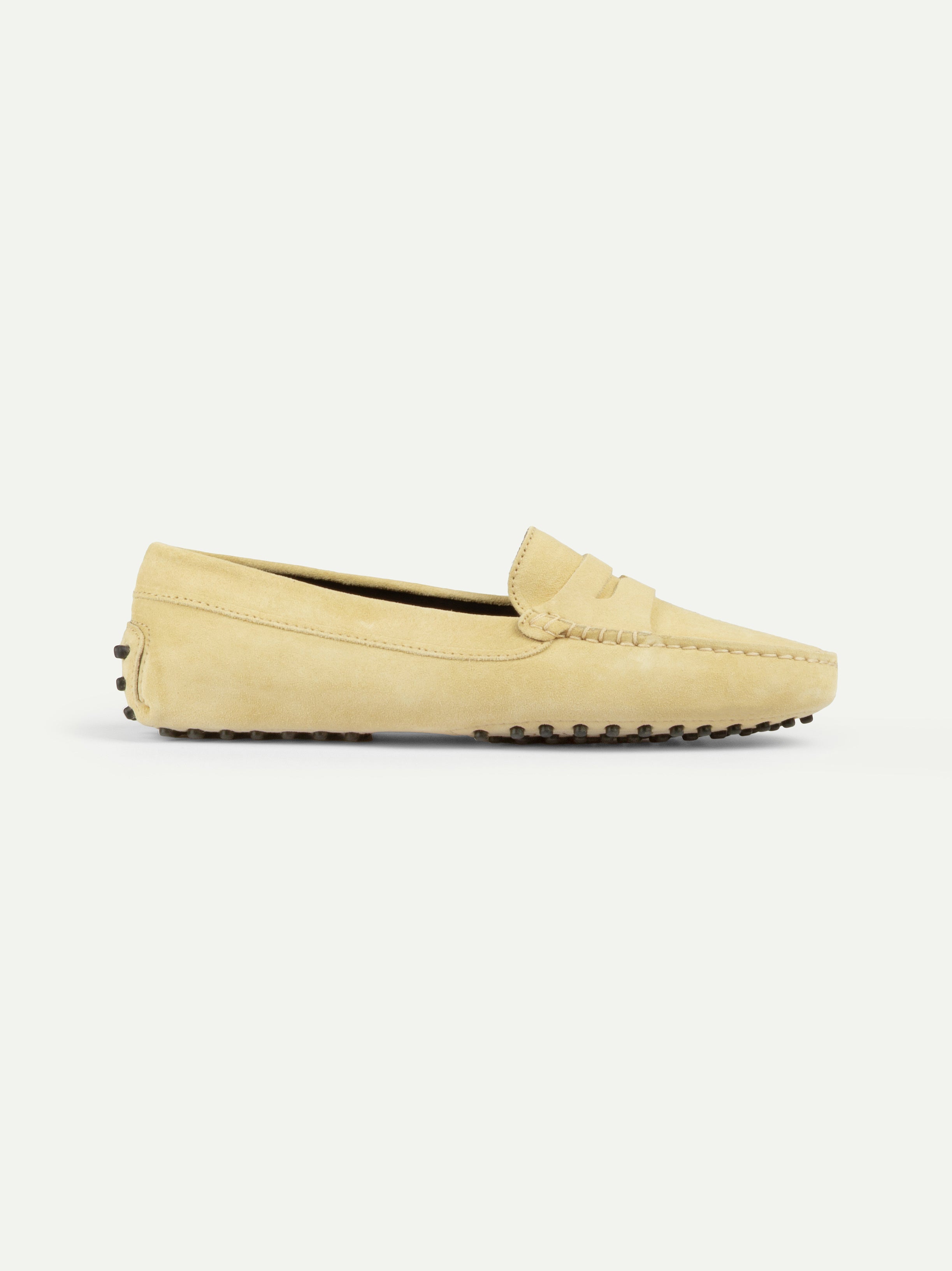 Light Yellow Suede Driving Shoes