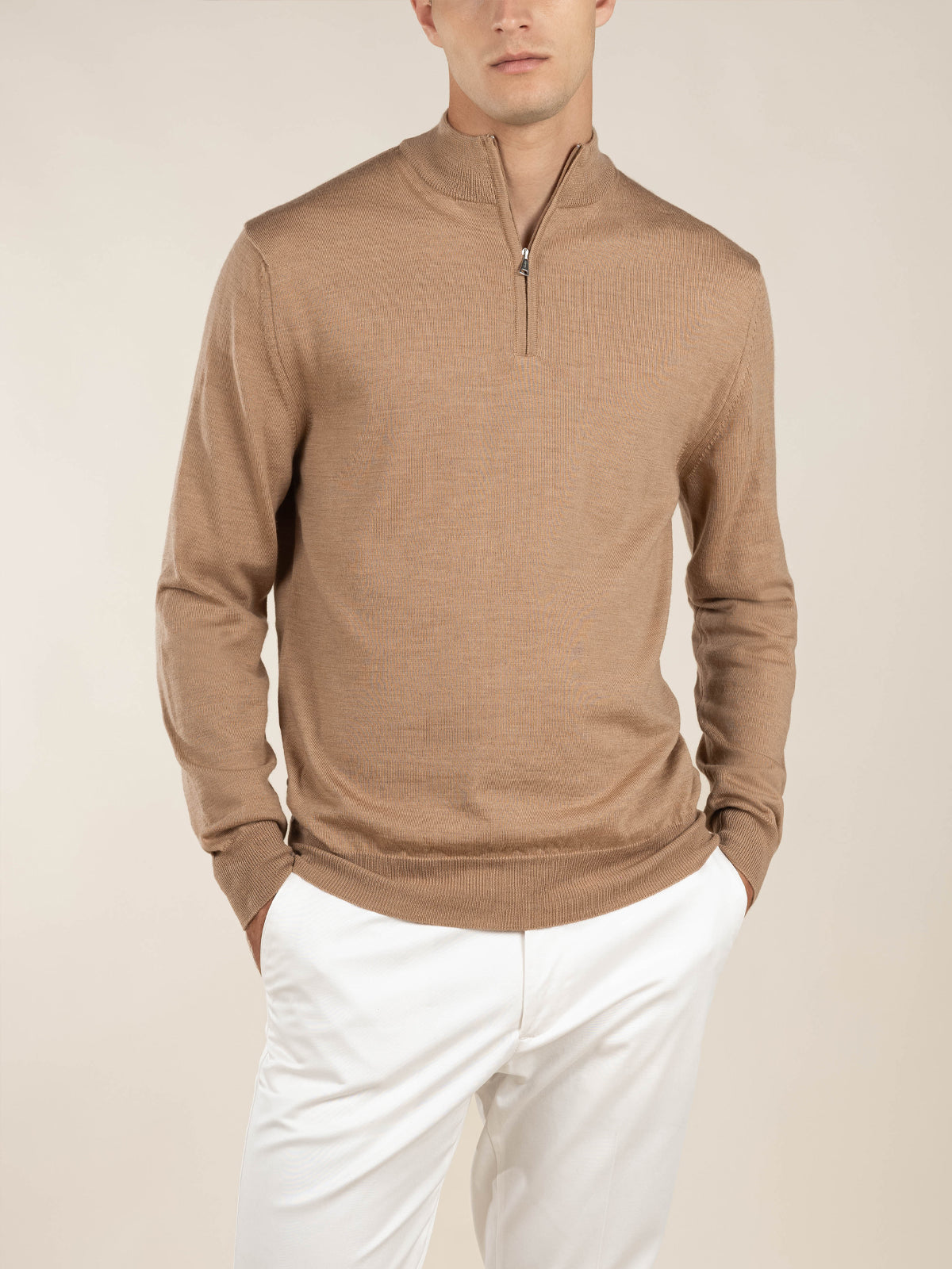 Extrafine Merino Rits Trui Beige