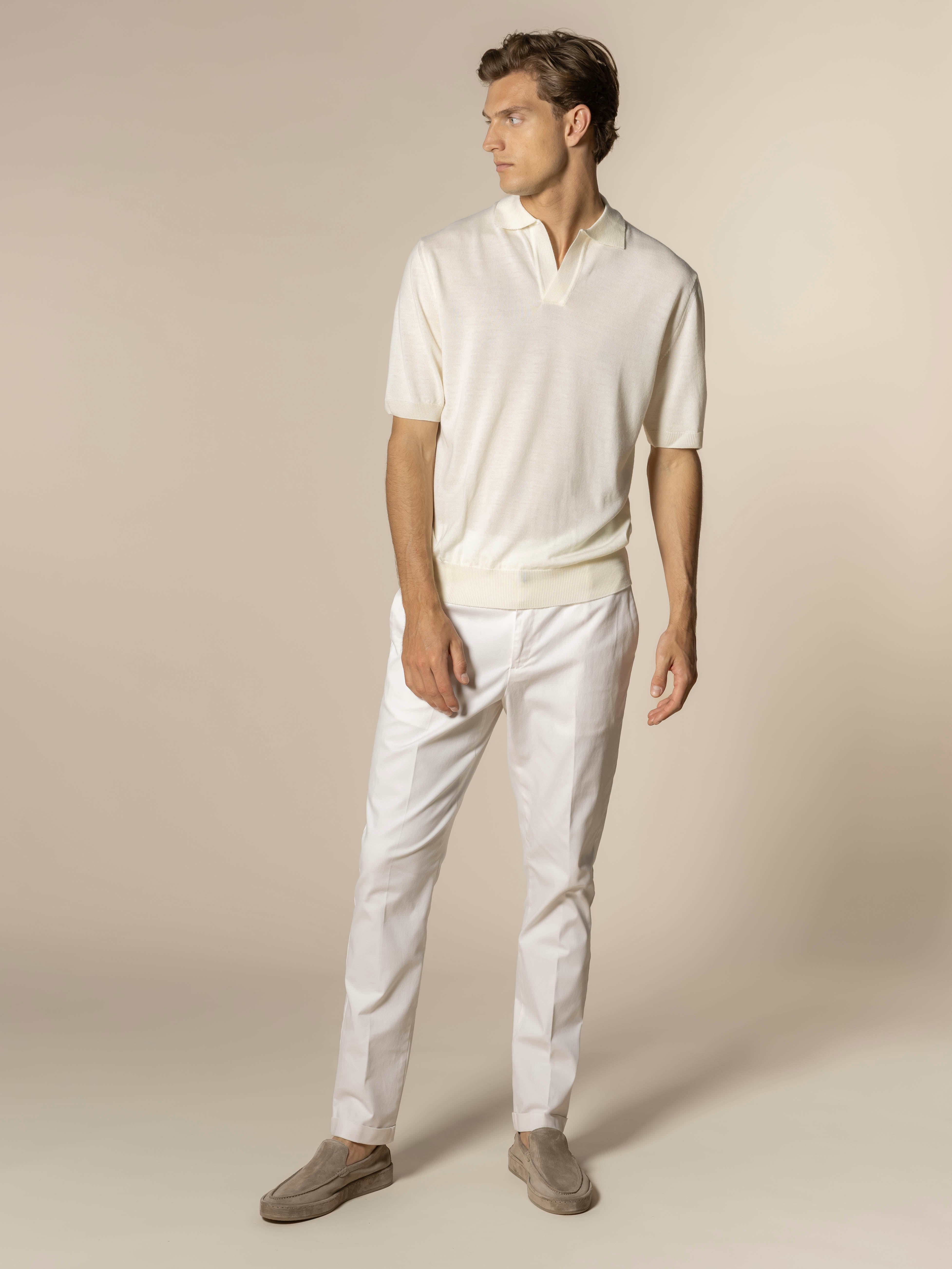 Shortsleeve Buttonless Polo Ivory