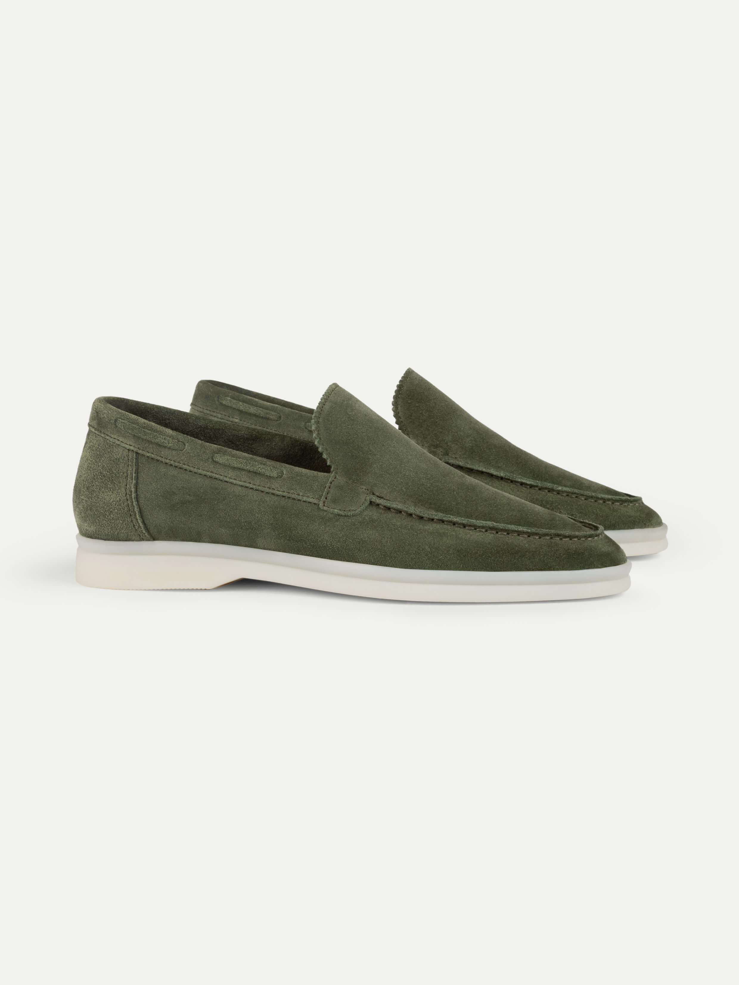 靴 ALDEN 53508 8D Loden Green Lady Calf Aurélien | Green Suede Yacht Loafer for Women