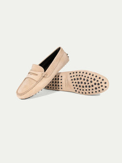 Beige nubuck driving shoes