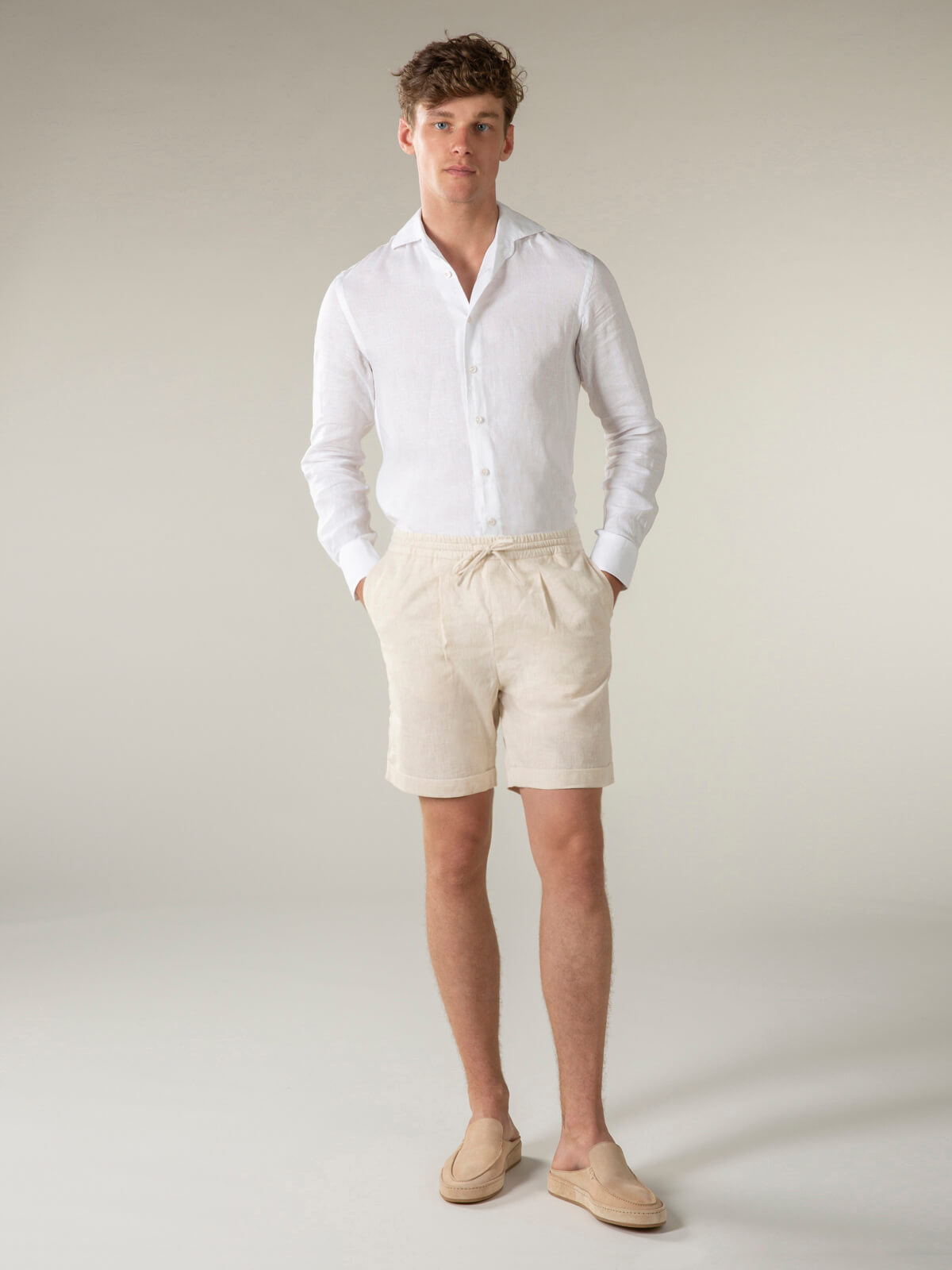 Beige Linnen Seaside Shorts