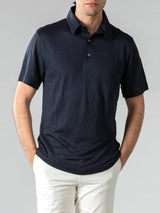 Navy Linnen Polo Shirt