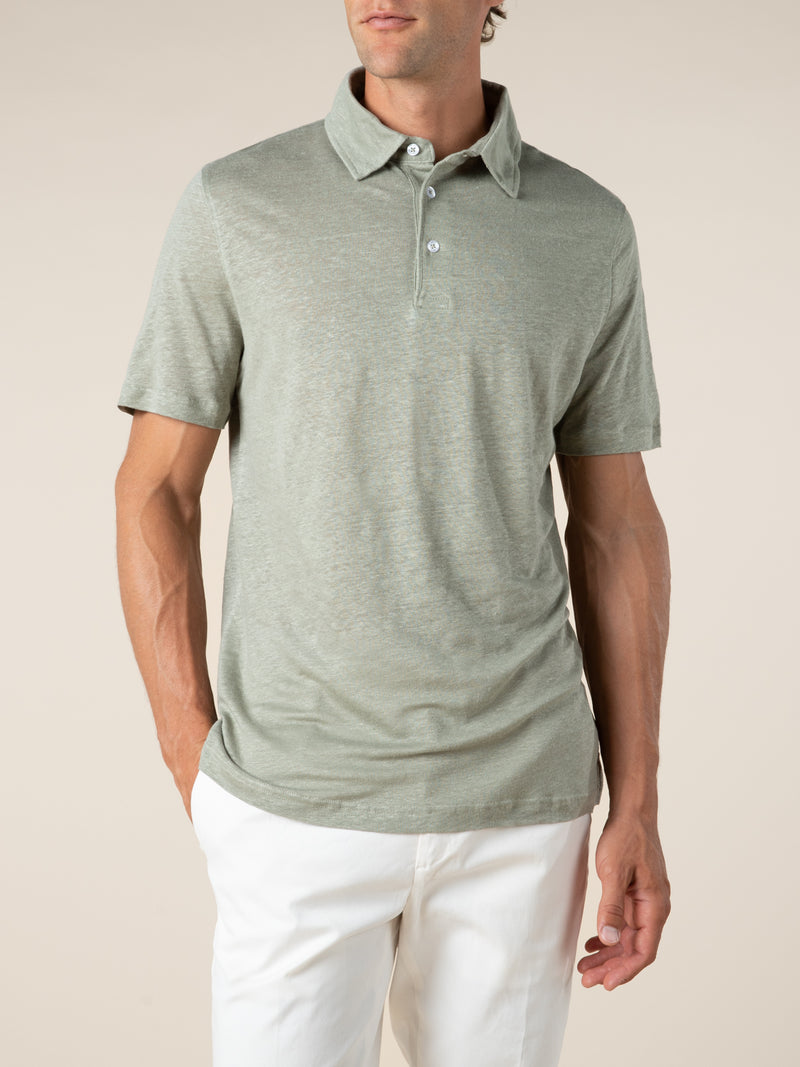 Pistache Linen Polo Shirt