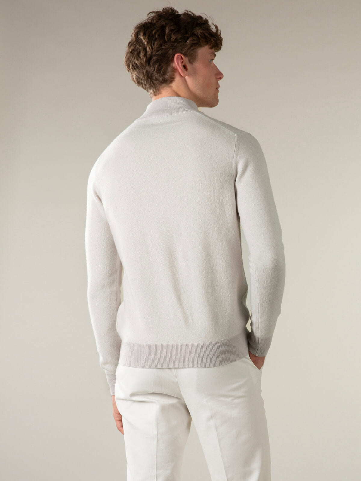Light Grey Jaquard Zipper Sweater