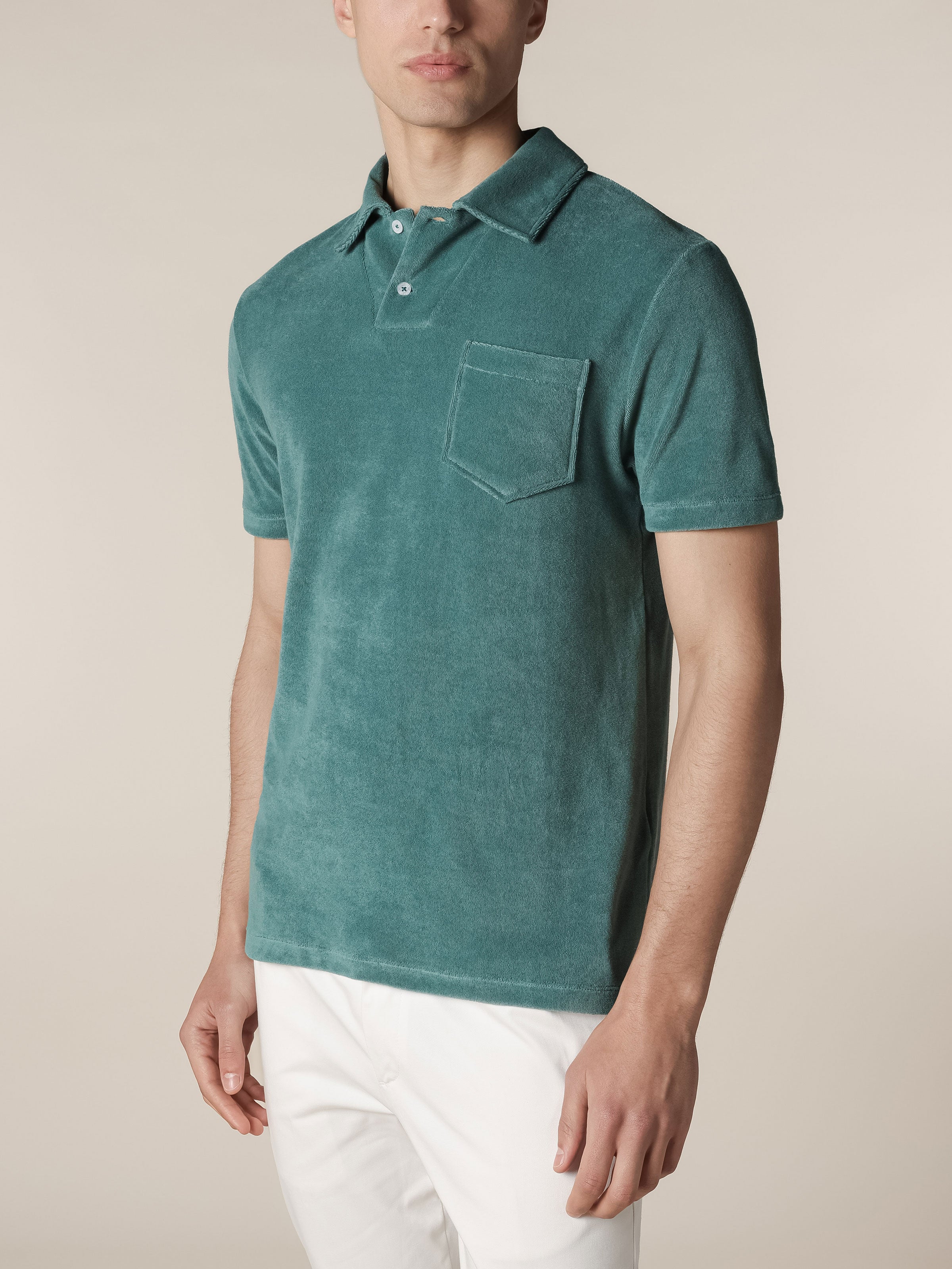 Emerald Terry Towelling Polo Shirt
