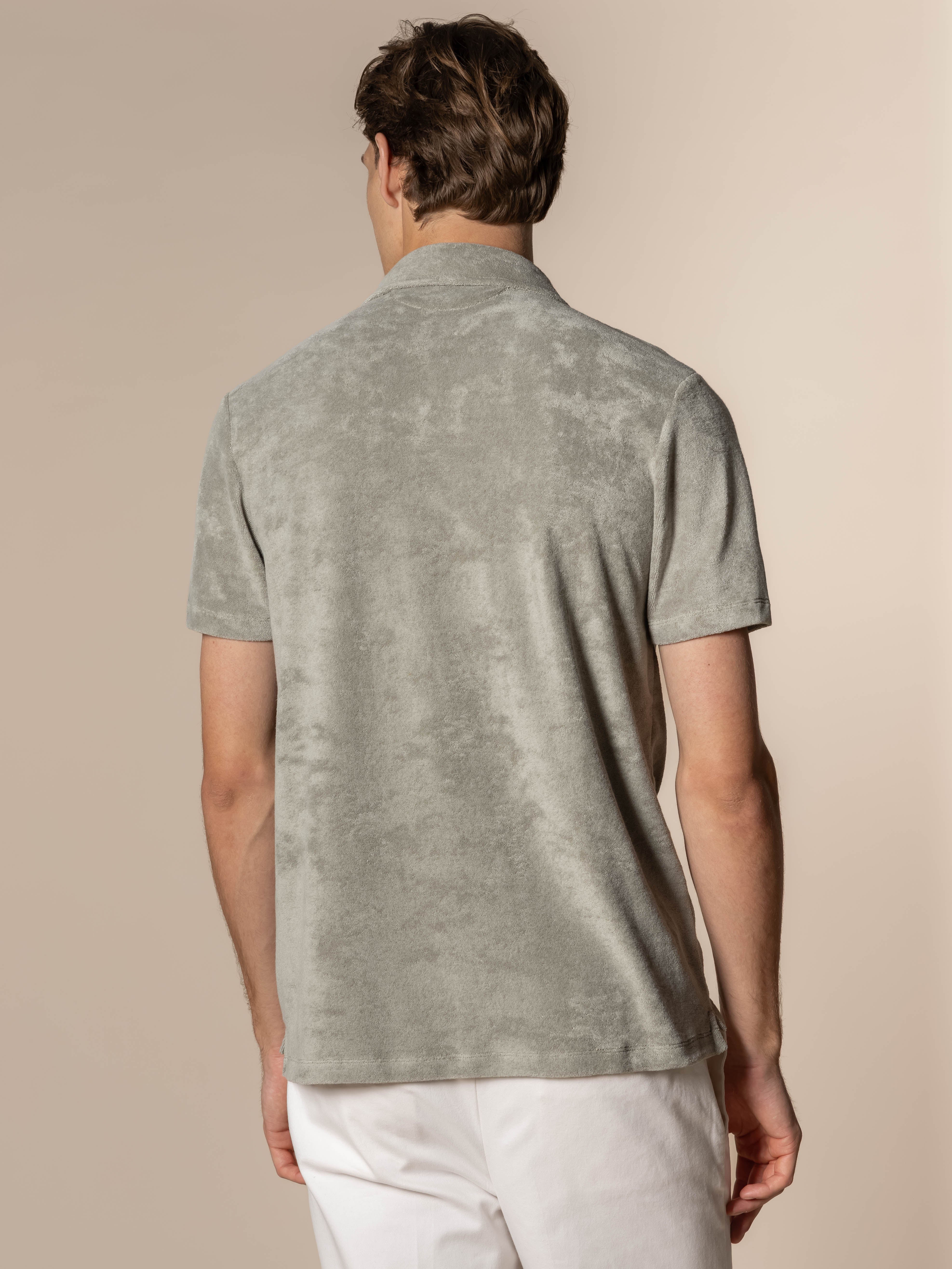 Pistache Terry Towelling Polo Shirt