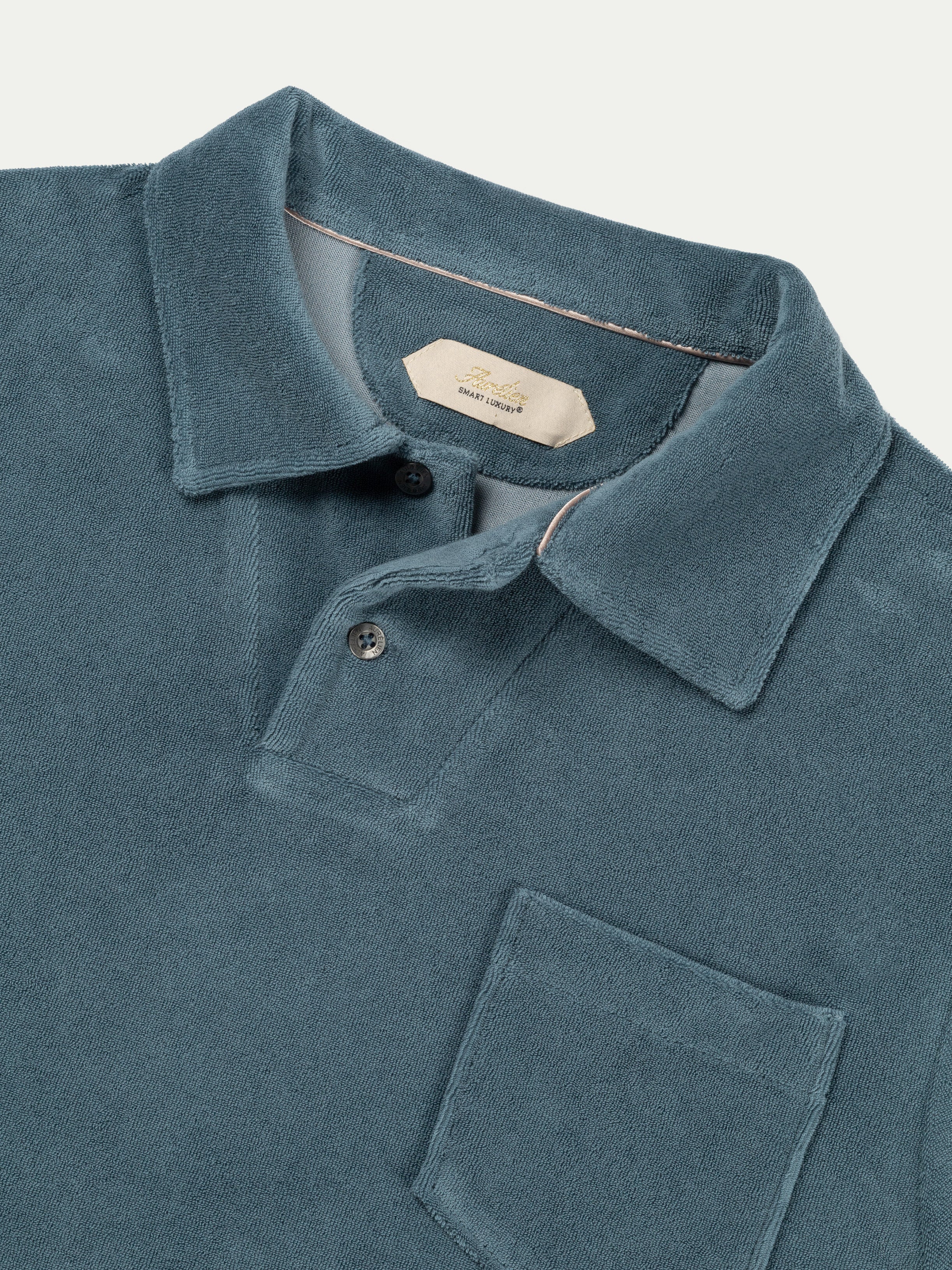 Sea Green Terry Towelling Polo Shirt