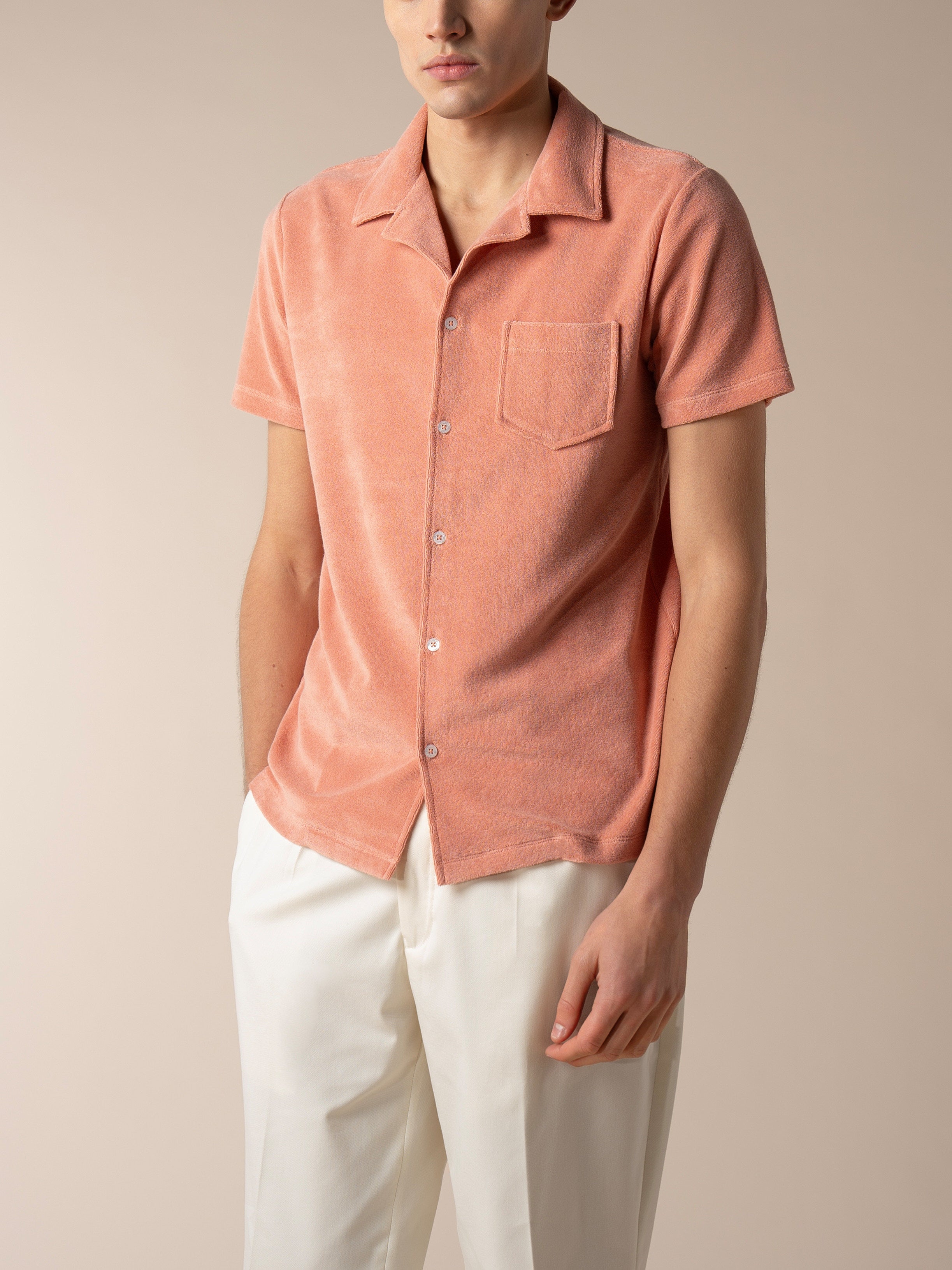 Coral Terry Towelling Resort Shirt