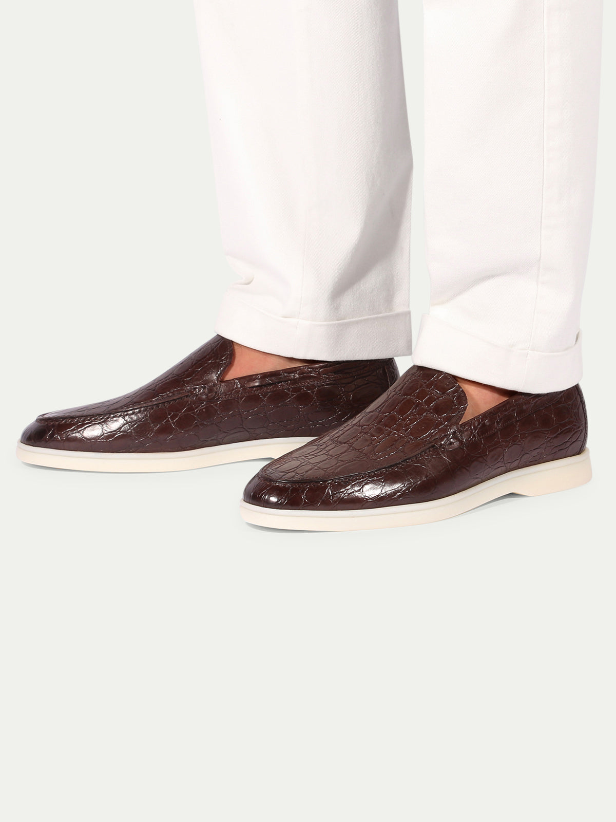 Brown Crocodile Yacht Loafers Aurelien