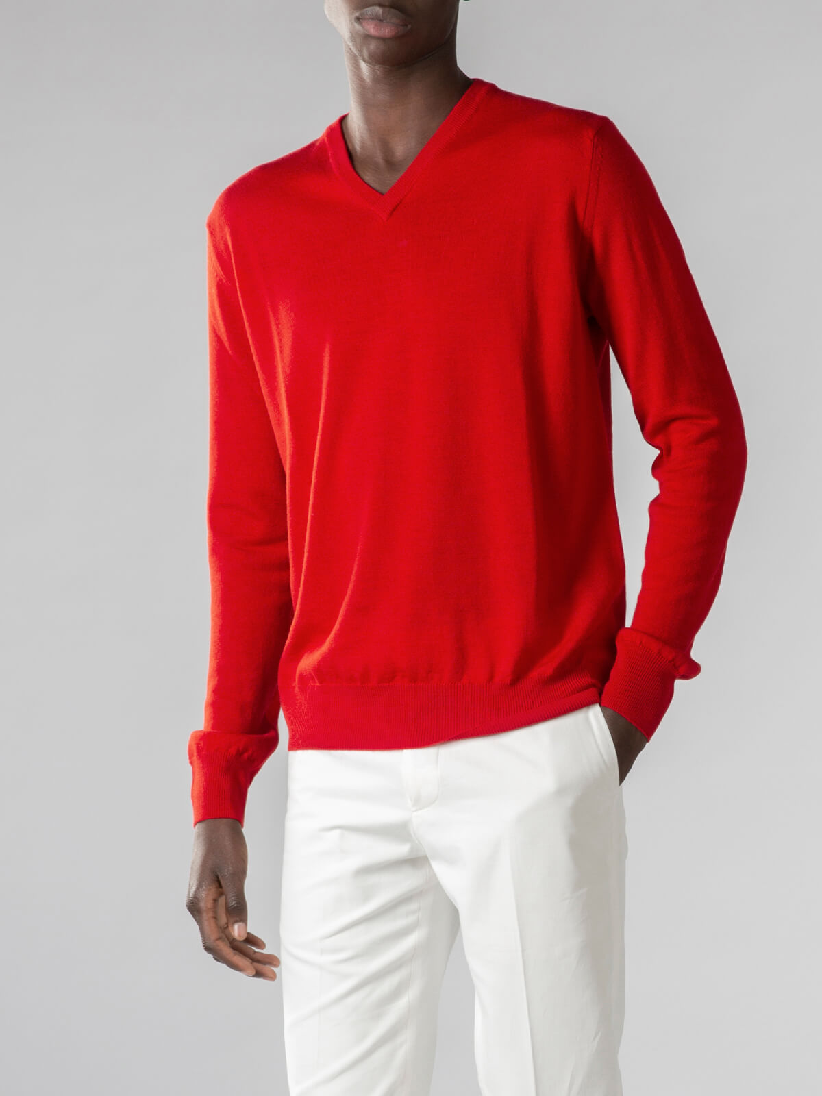 Extrafine Merino V-hals Trui Rood