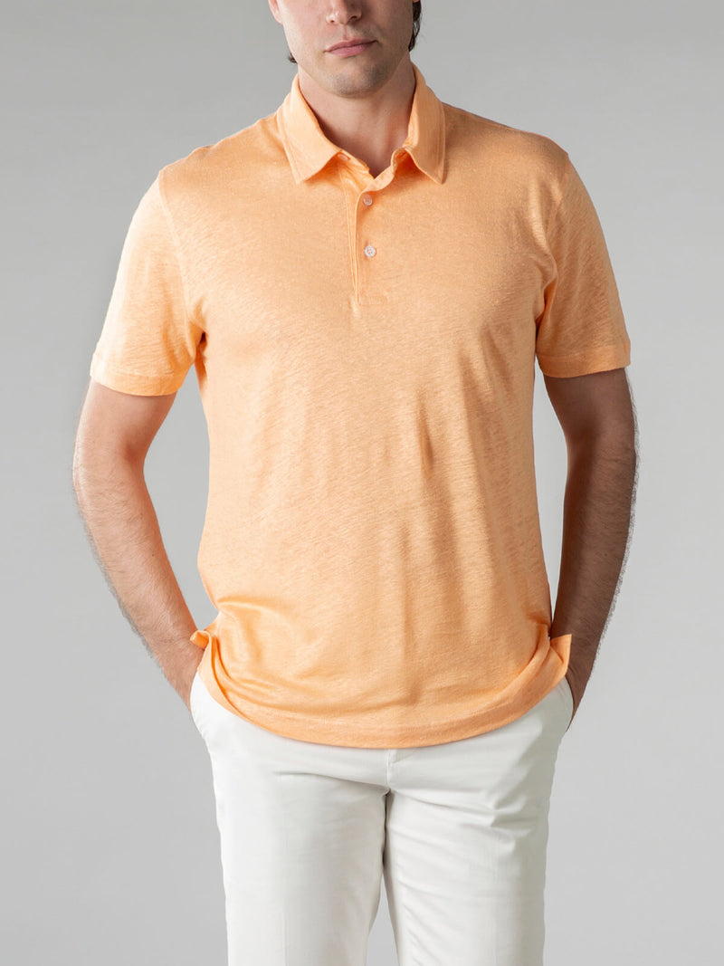 Peach Linen Polo Shirt