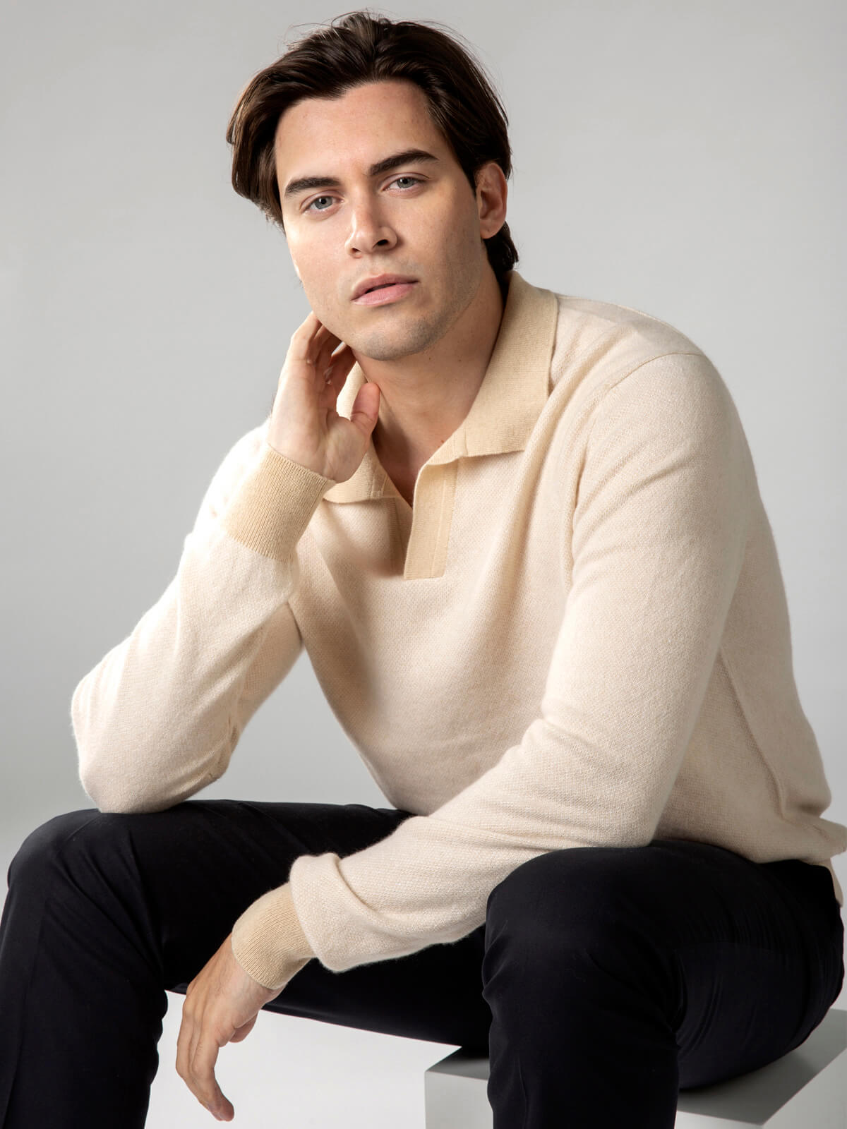 Light Beige Jaquard Polo