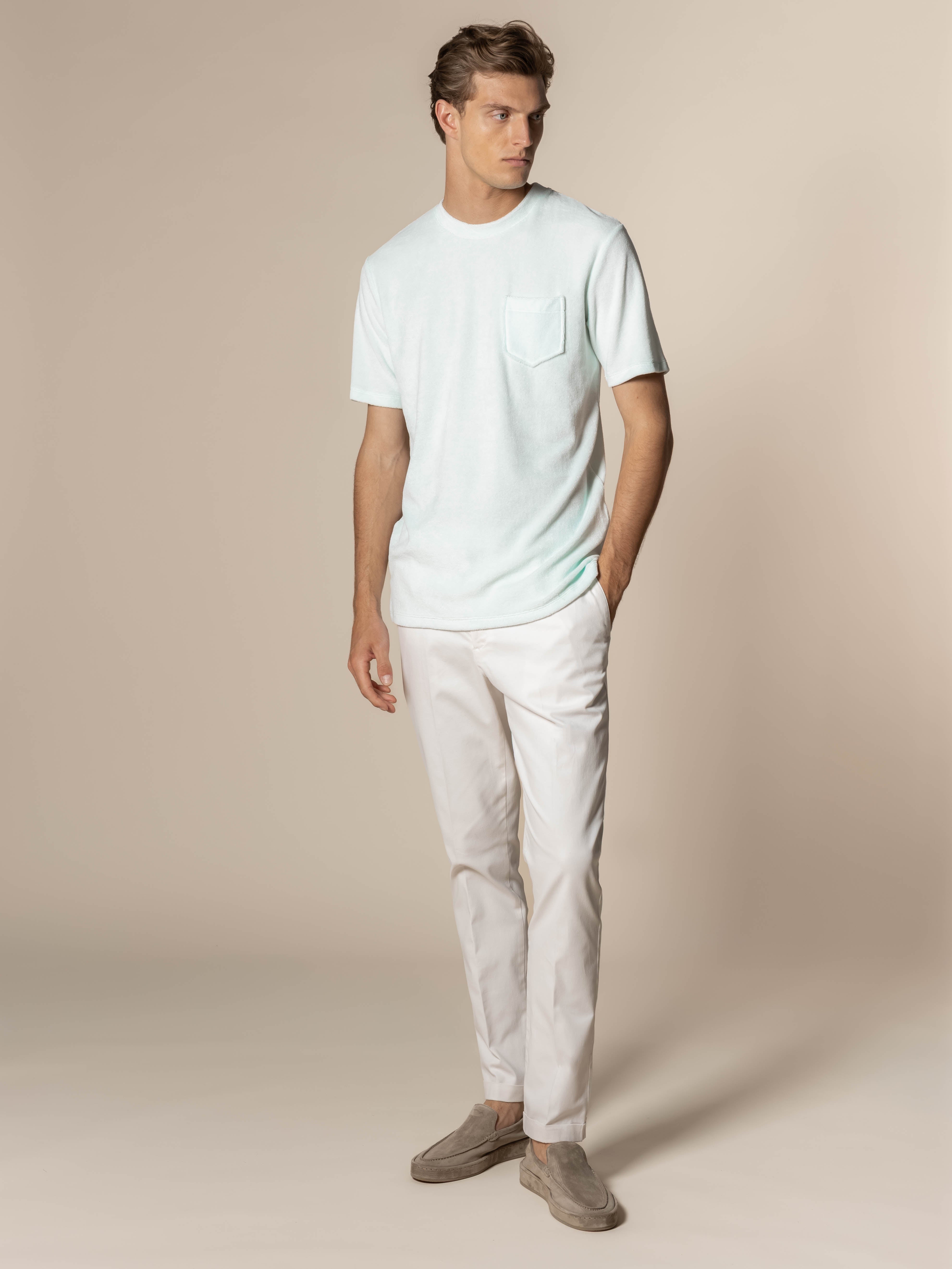 Light Aqua Terry Towelling T-Shirt