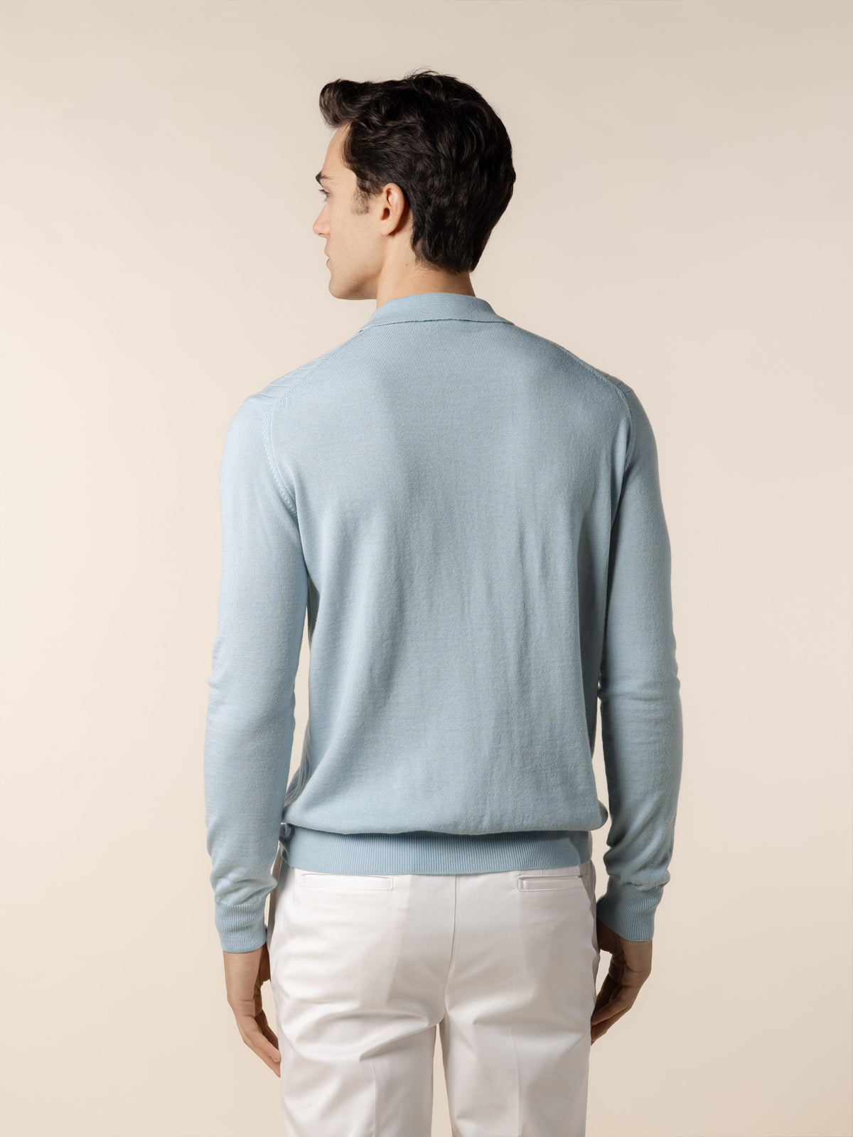 Ribbed Zipper Polo Cool Blue