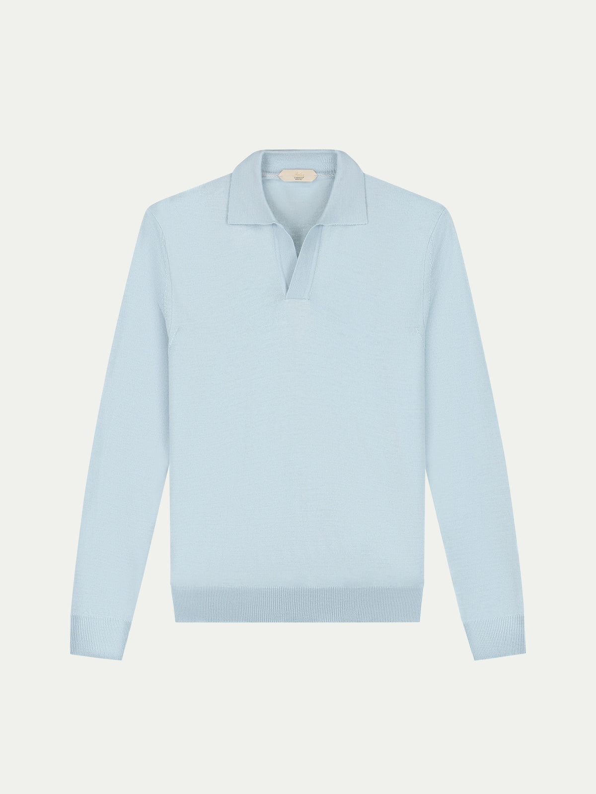 Extrafine Merino Buttonless Polo Cool Blue