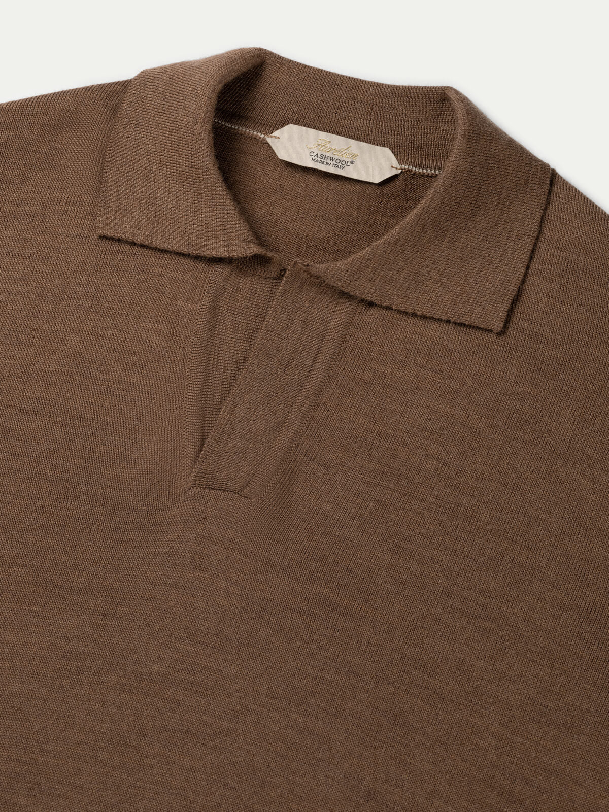 Extrafine Merino Buttonless Polo Golden Brown