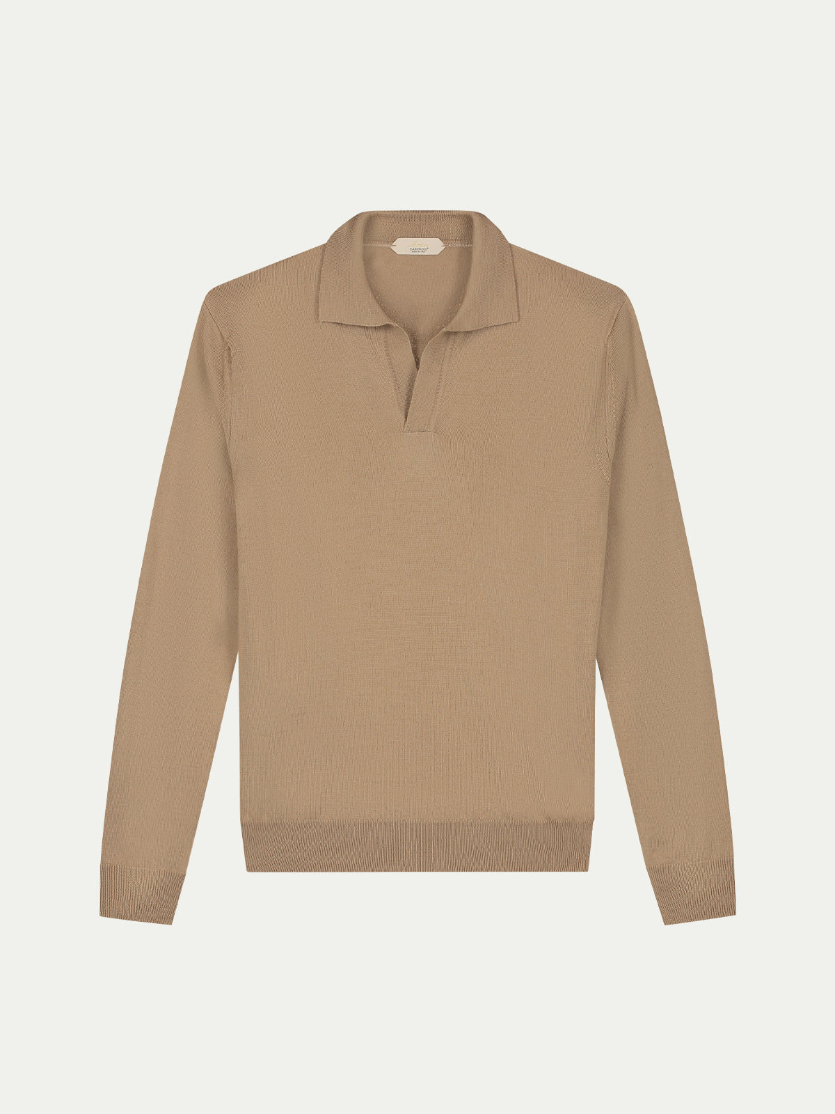Extrafine Merino Buttonless Polo Hazelnut