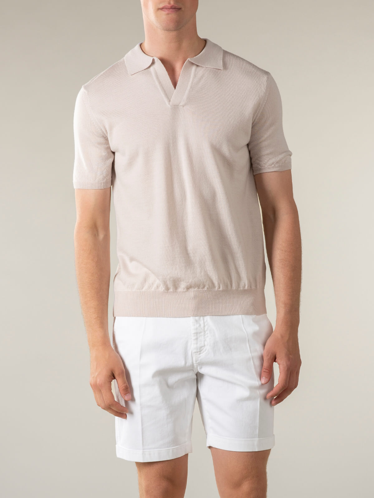 Shortsleeve Buttonless Polo Ecru