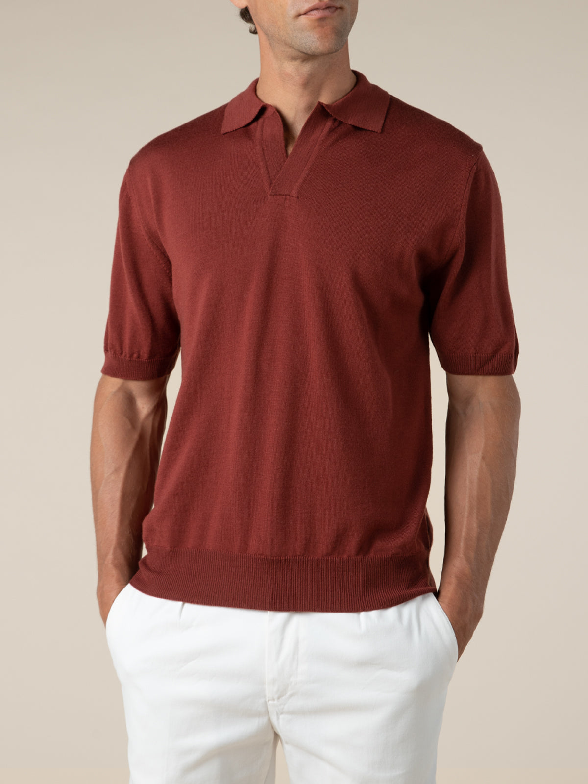 Shortsleeve Buttonless Polo Maroon