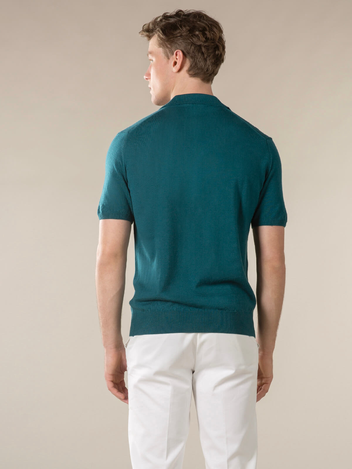 Shortsleeve Buttonless Ribbed Polo Forest Green
