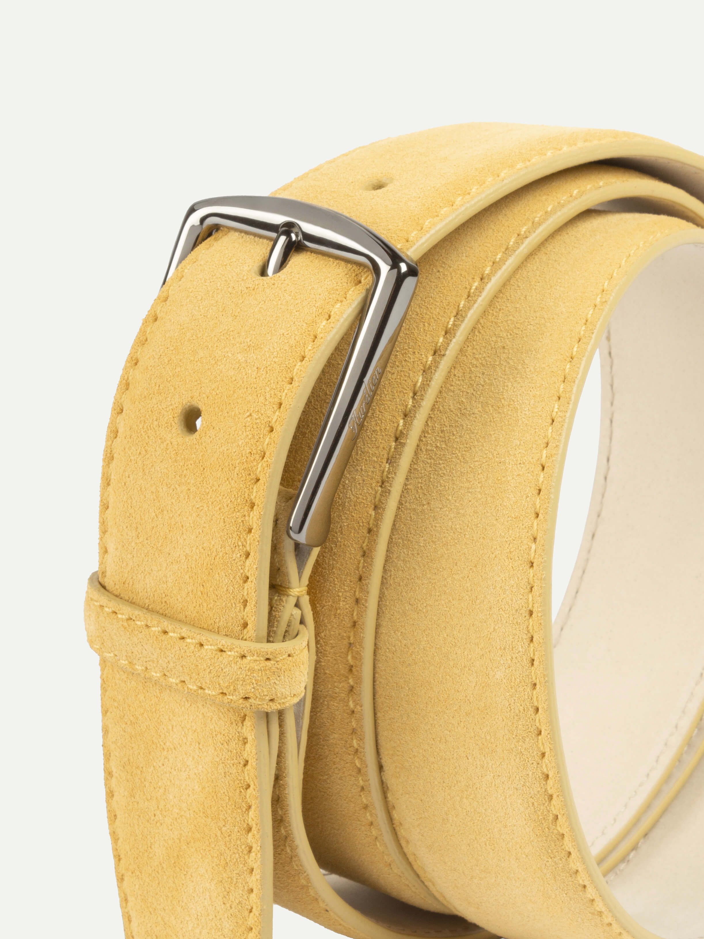 Light Yellow Suede Leather Belt