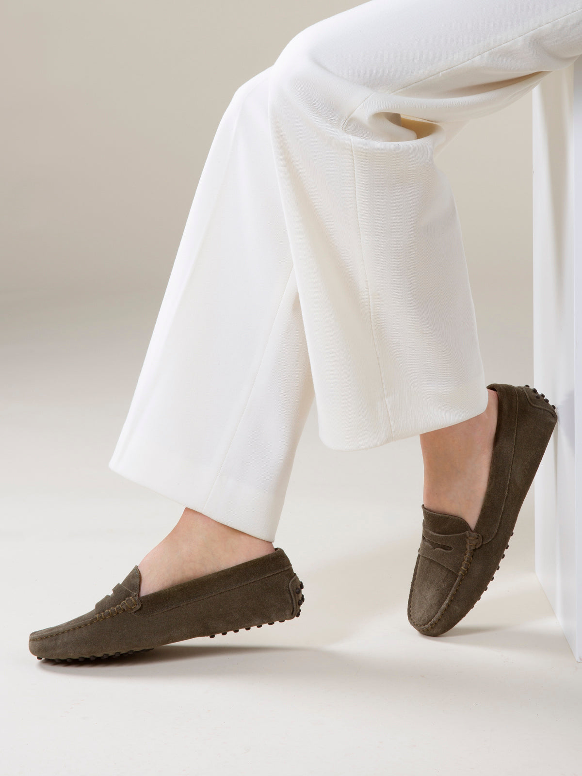 Olive Suede Driving Shoes