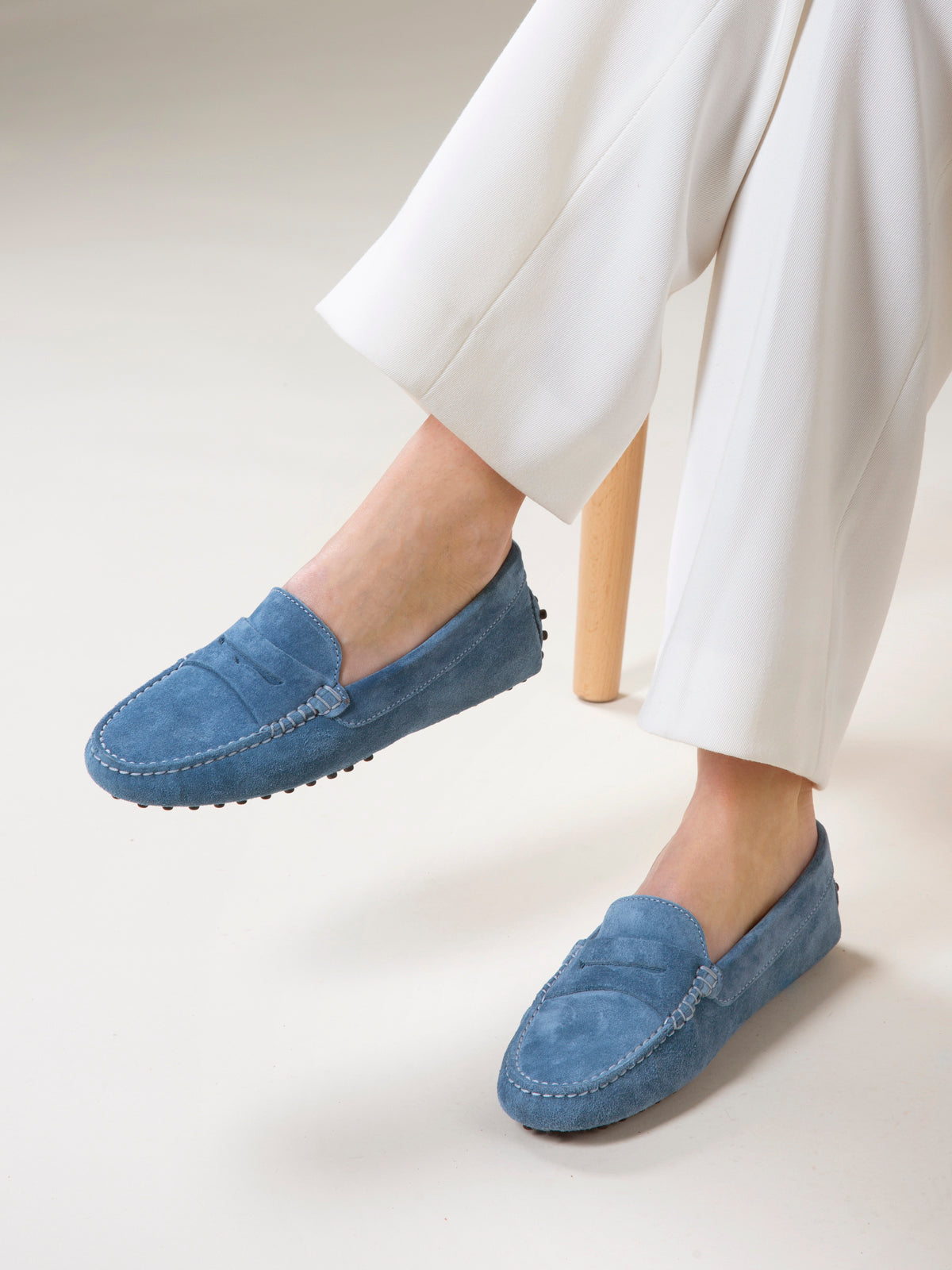Sapphire Blue Blue Suede Driving Shoes