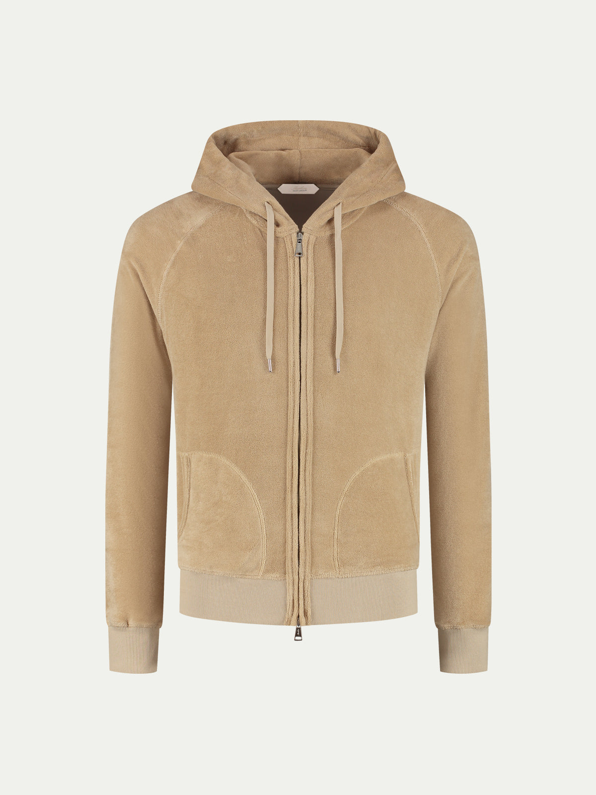 Beige Terry Towelling Zipper Vest