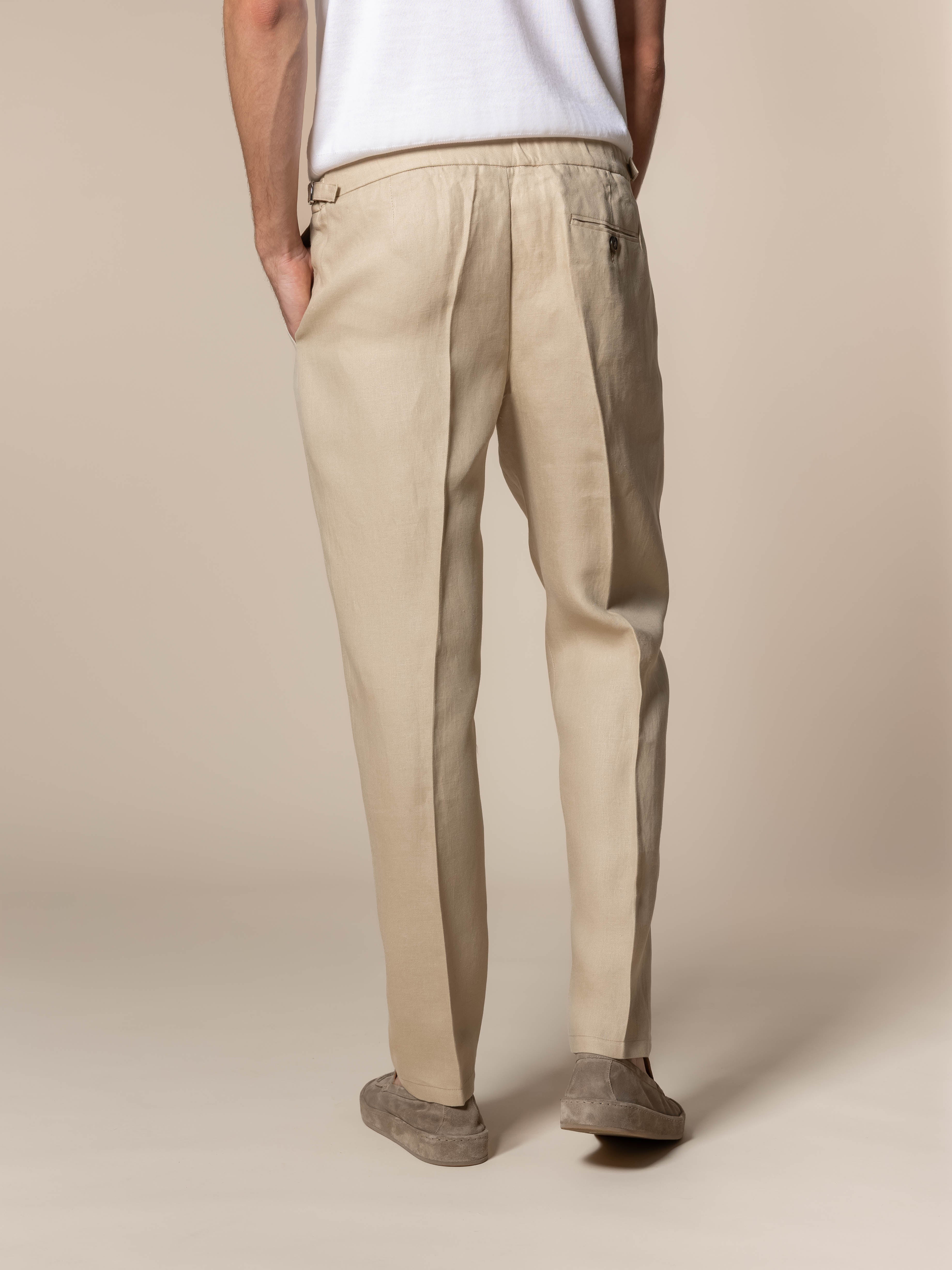Beige Linen Soleil Trousers