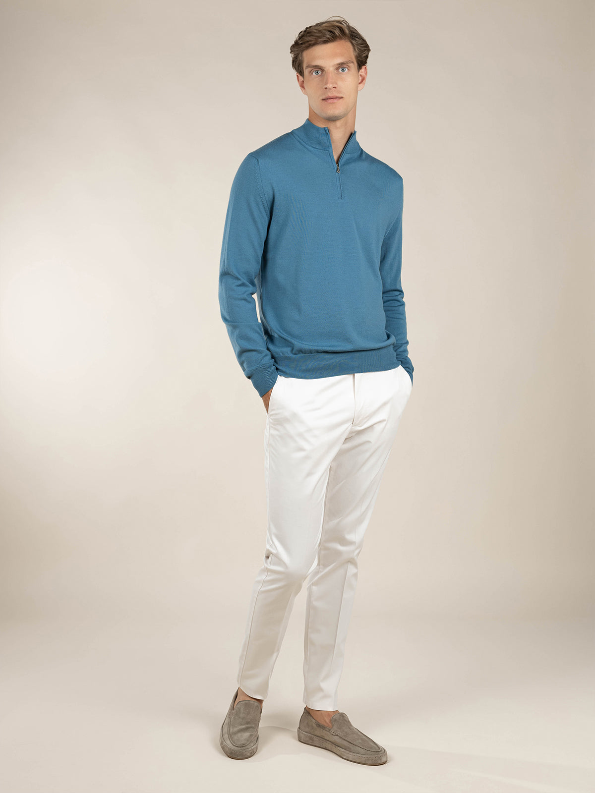 Extrafine Merino Zipper Sapphire Blue Blue