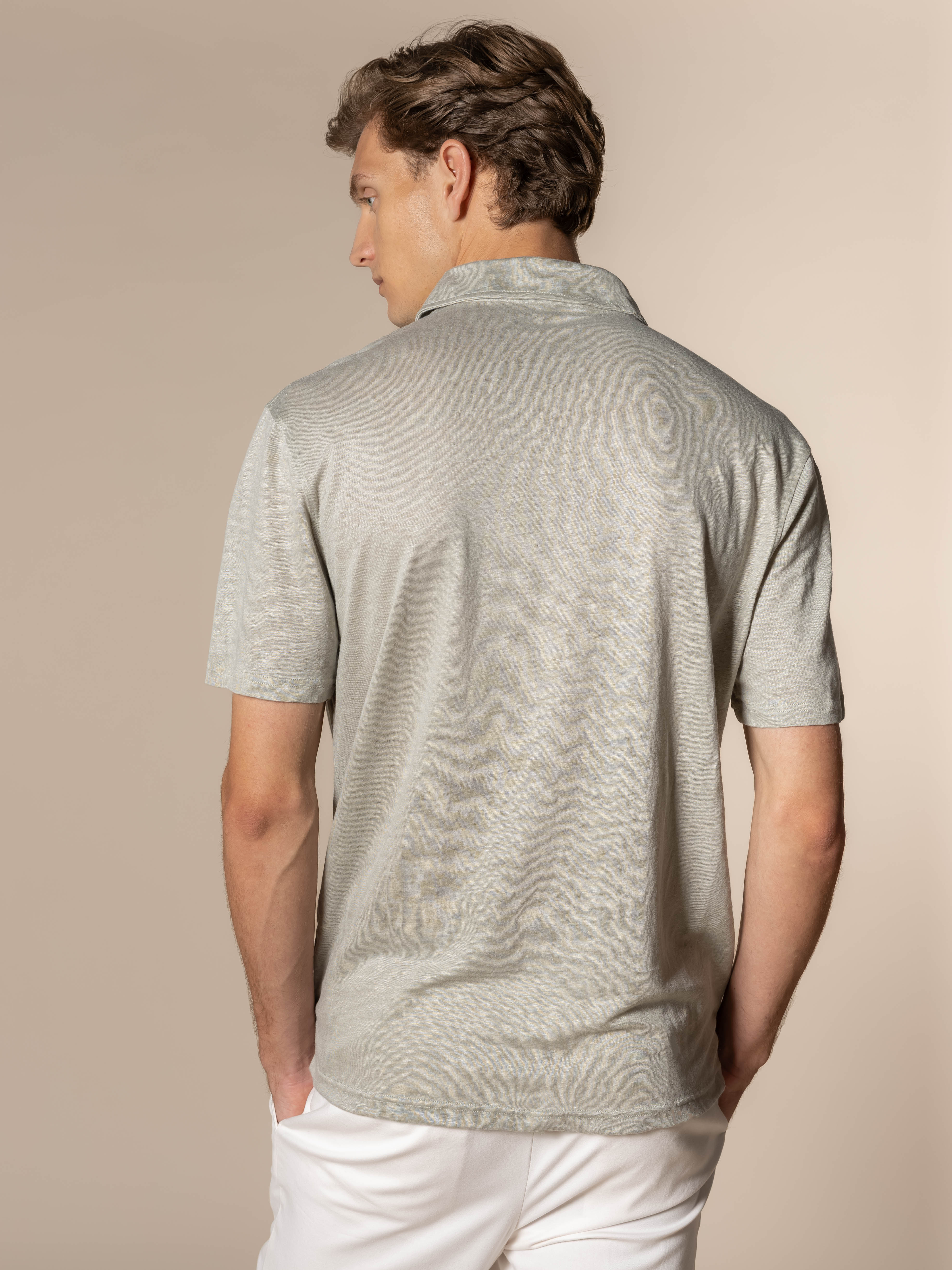 Leisure Green Linen Polo Shirt
