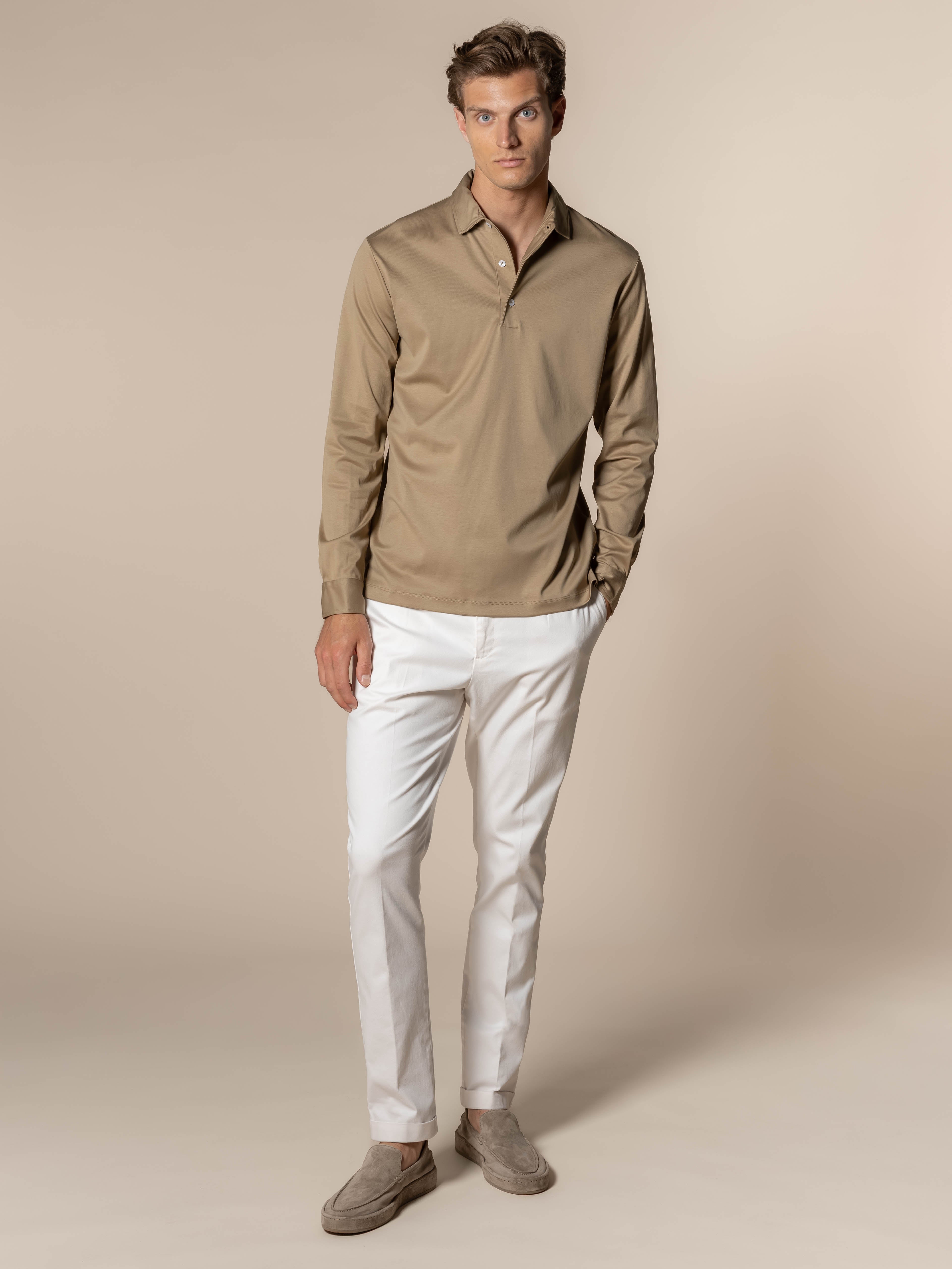 AUR1 Longsleeve Polo Dark Taupe